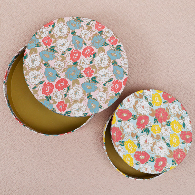 Phool Peach & Aqua Round Box Set of 2