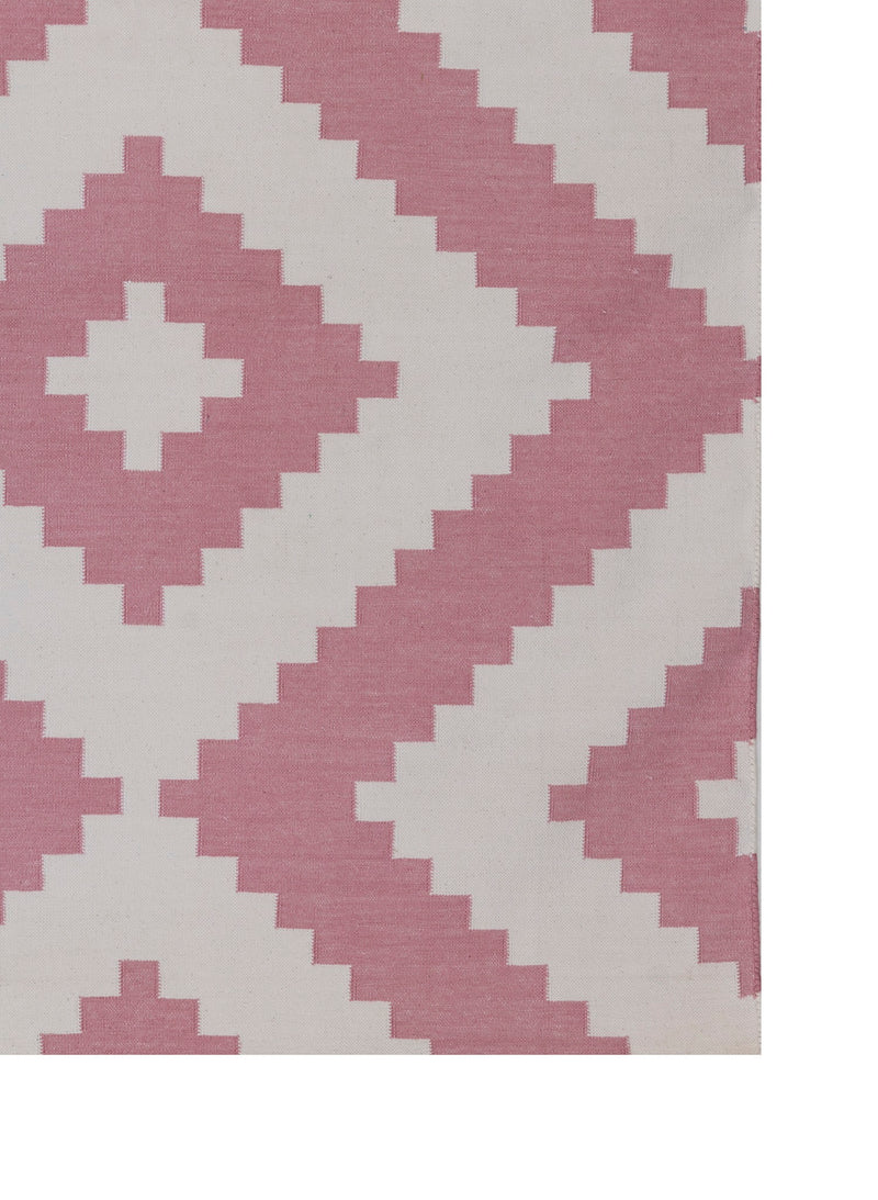 Pink & White Geometric Rug