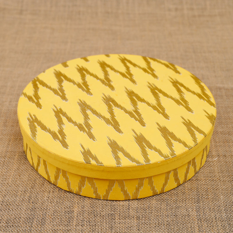 Ikat Yellow & Pink Round Box Set of 2