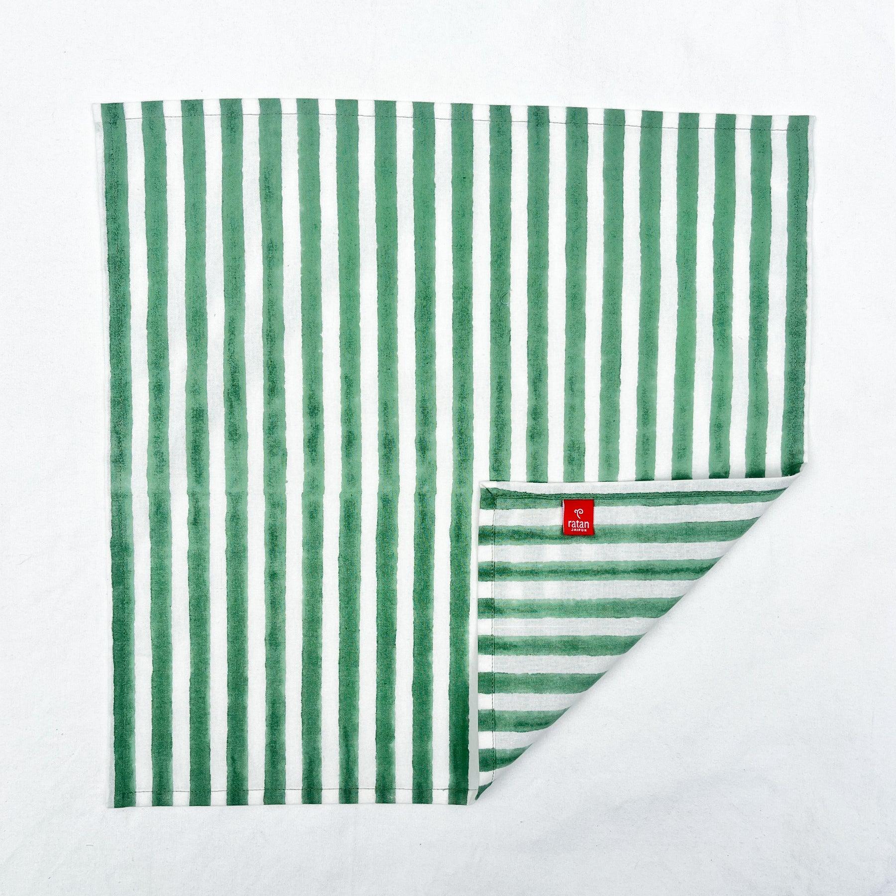 Green Stripe Napkin- Set of 6 Ratan Texprocess Pvt. Ltd