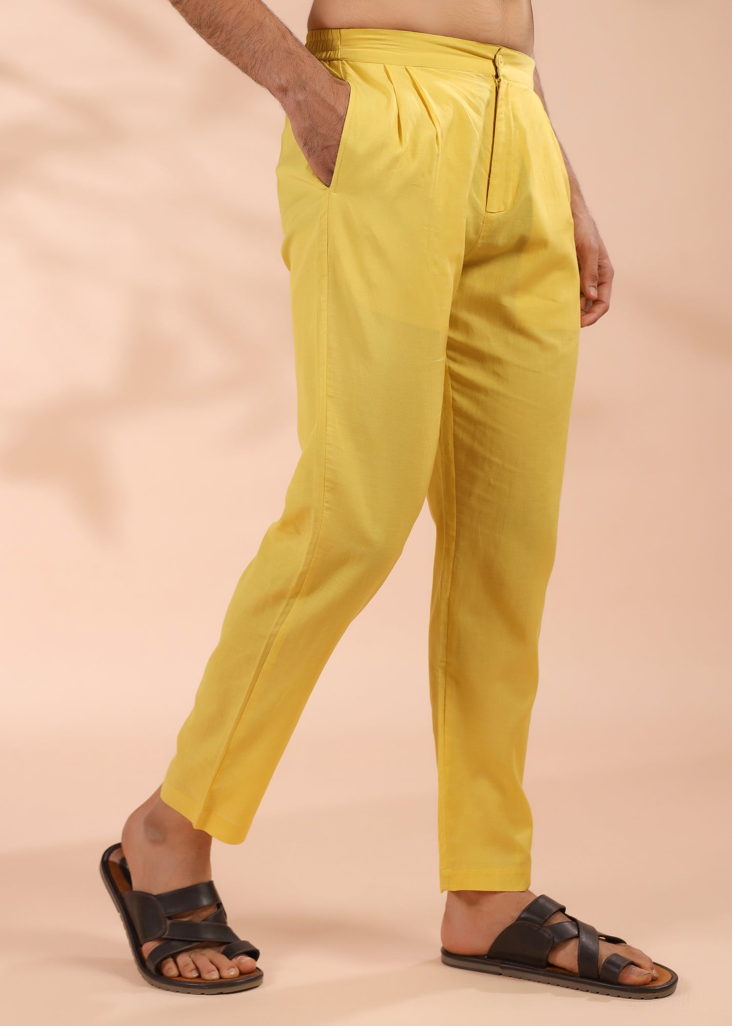 Viscose Straight Pants –Yellow