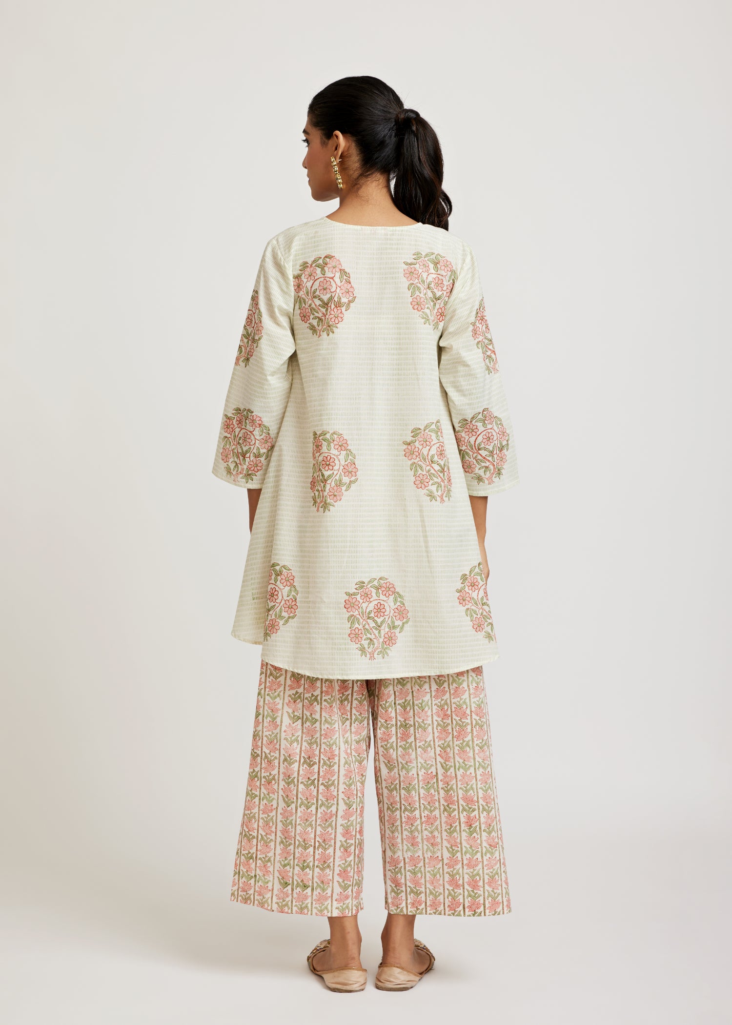 Green-Peach Zubeida Tunic Set Ratan Texprocess Pvt. Ltd