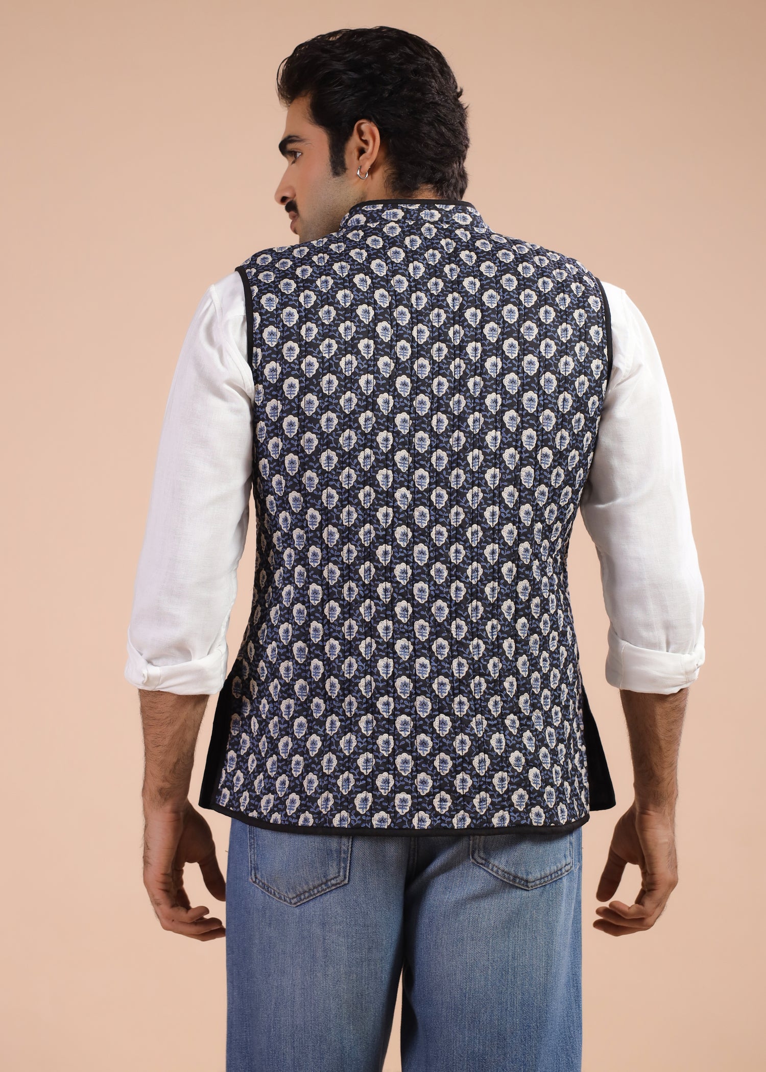 Printed Voile Reversible Jacket – Black