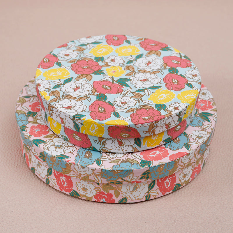 Phool Peach & Aqua Round Box Set of 2
