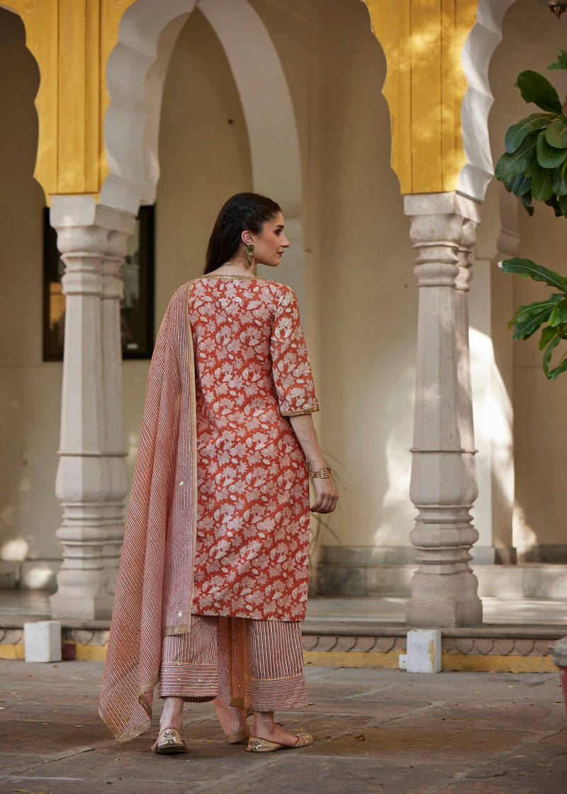 Orange Chanderi Regular Kurta | Stylish Ethnic Wear | Ratan Jaipur