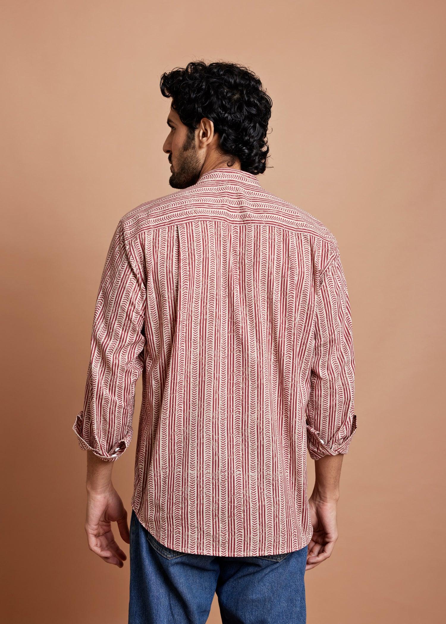 Red Regular Cotton Full Sleeve Shirt Ratan Texprocess Pvt. Ltd