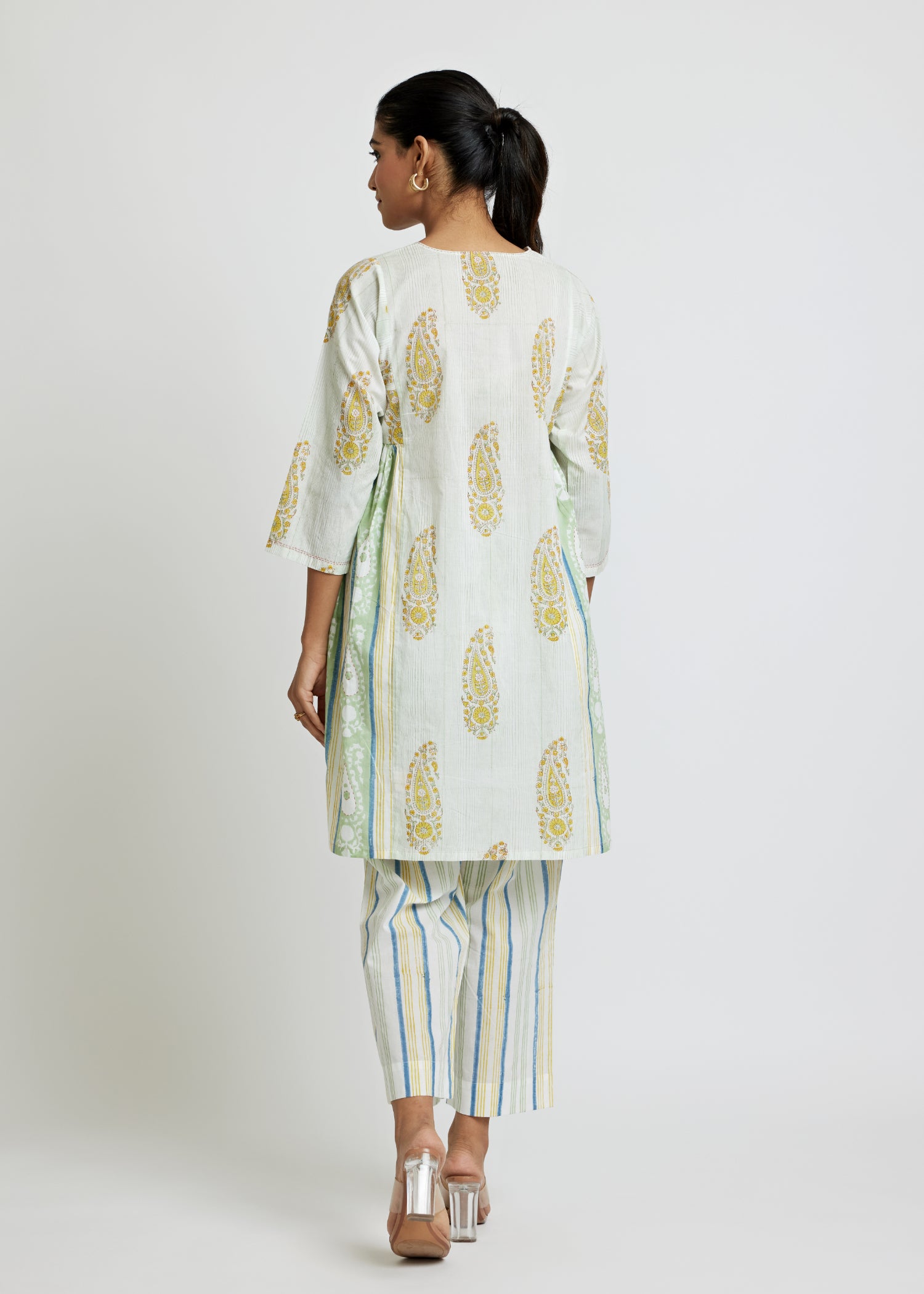 Green-Blue Flared Tunic Set Ratan Texprocess Pvt. Ltd