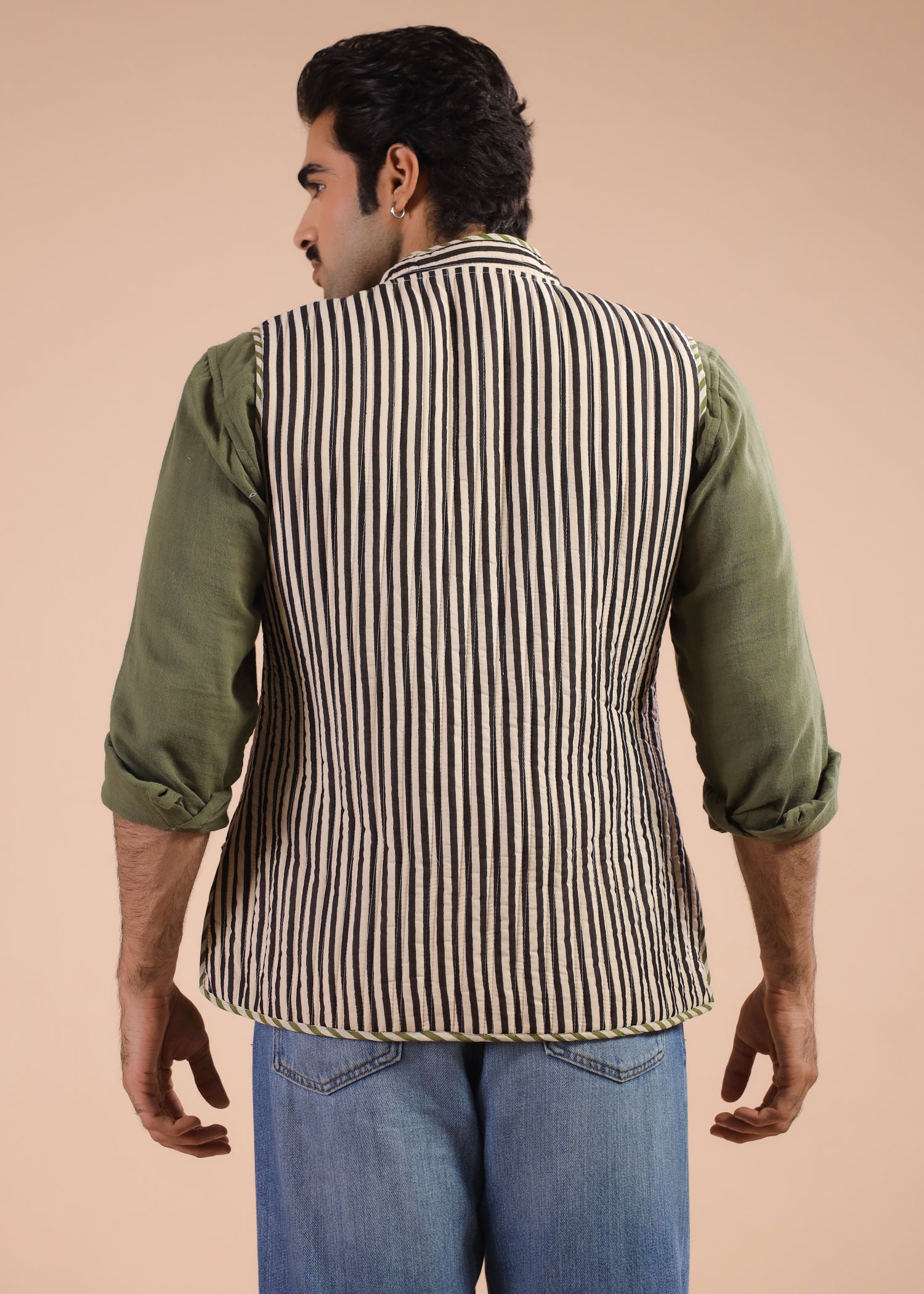 Printed Voile Reversible Jacket – Green