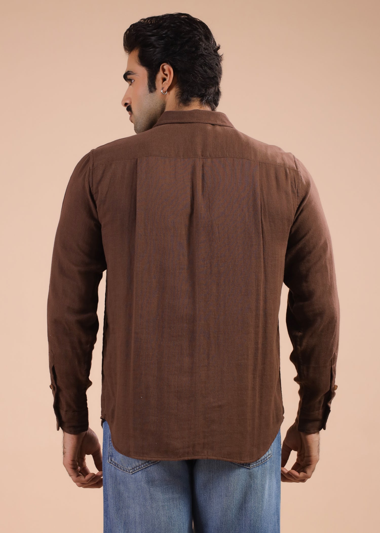 Full Sleeves Collar Shirt-Brown