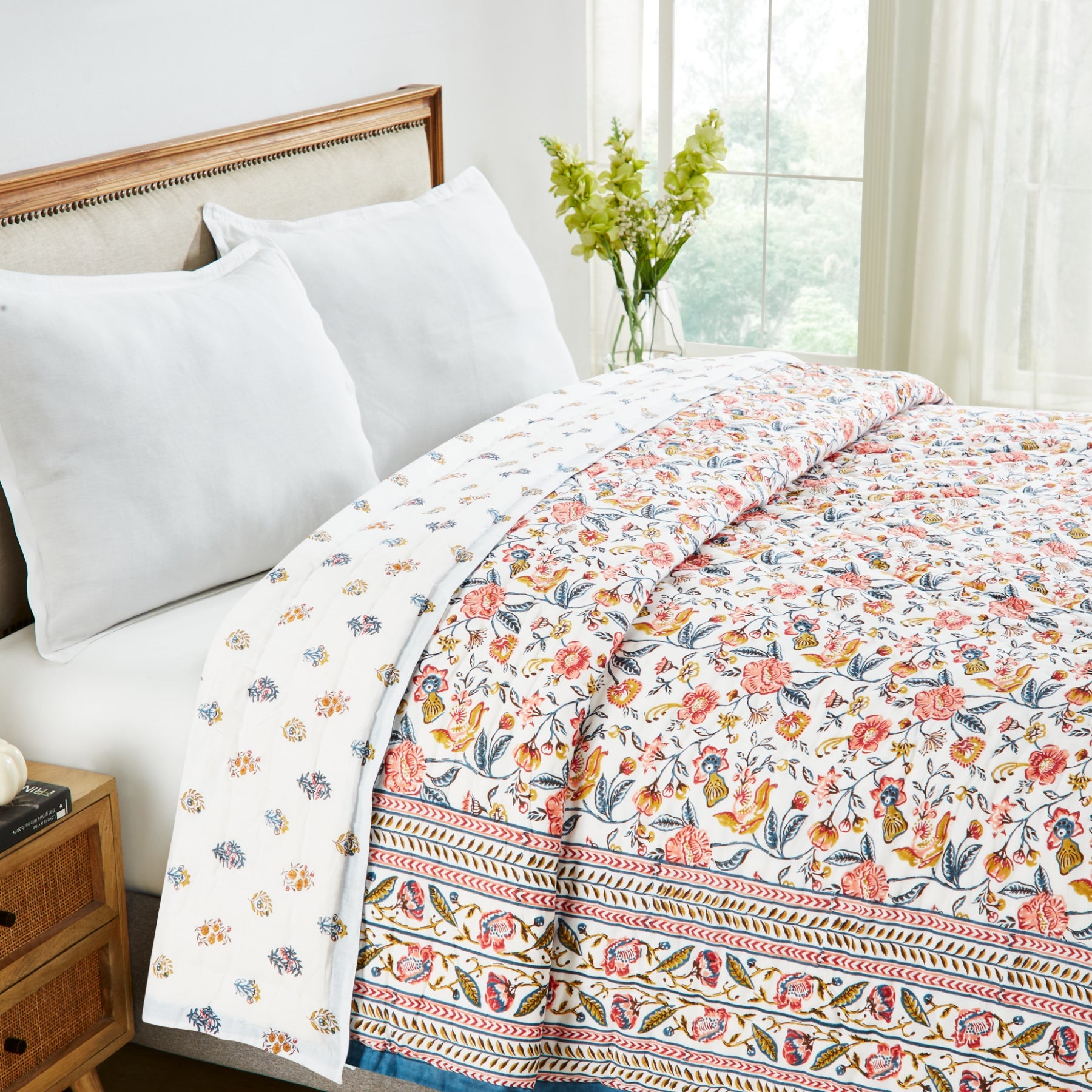 Cannonball Cotton Quilt Reverse Side – Multicolour Jaal Print on Voile Cotton