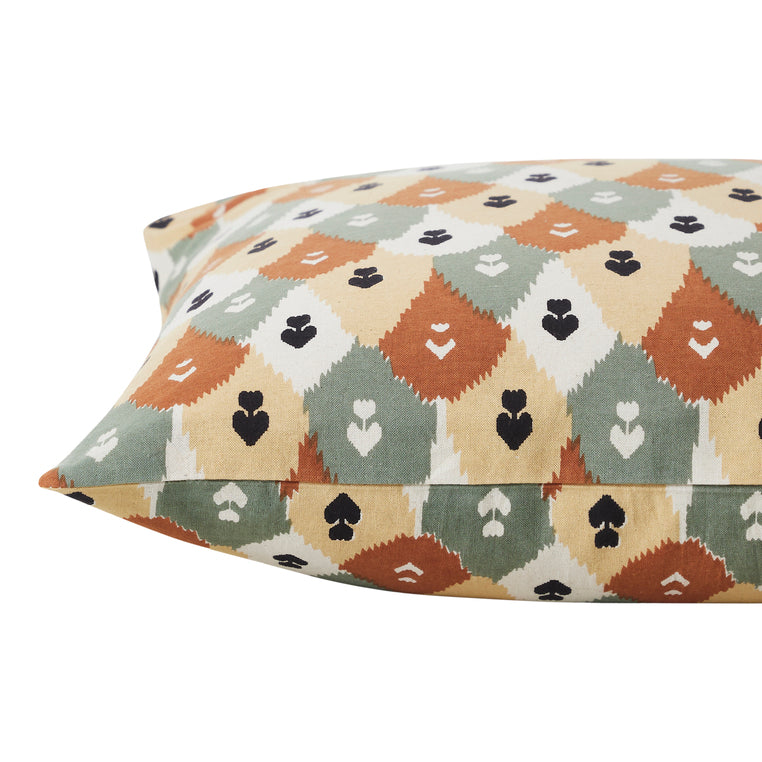 Ikat Cotton Cushion Cover – Brown/Green
