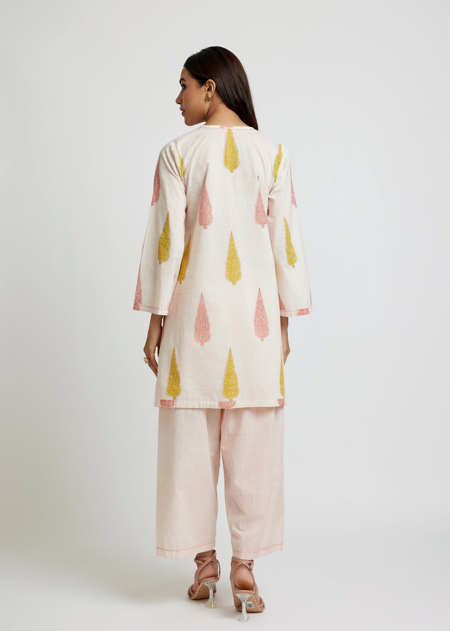 Peach Bell Sleeve Tunic Set Ratan Texprocess Pvt. Ltd