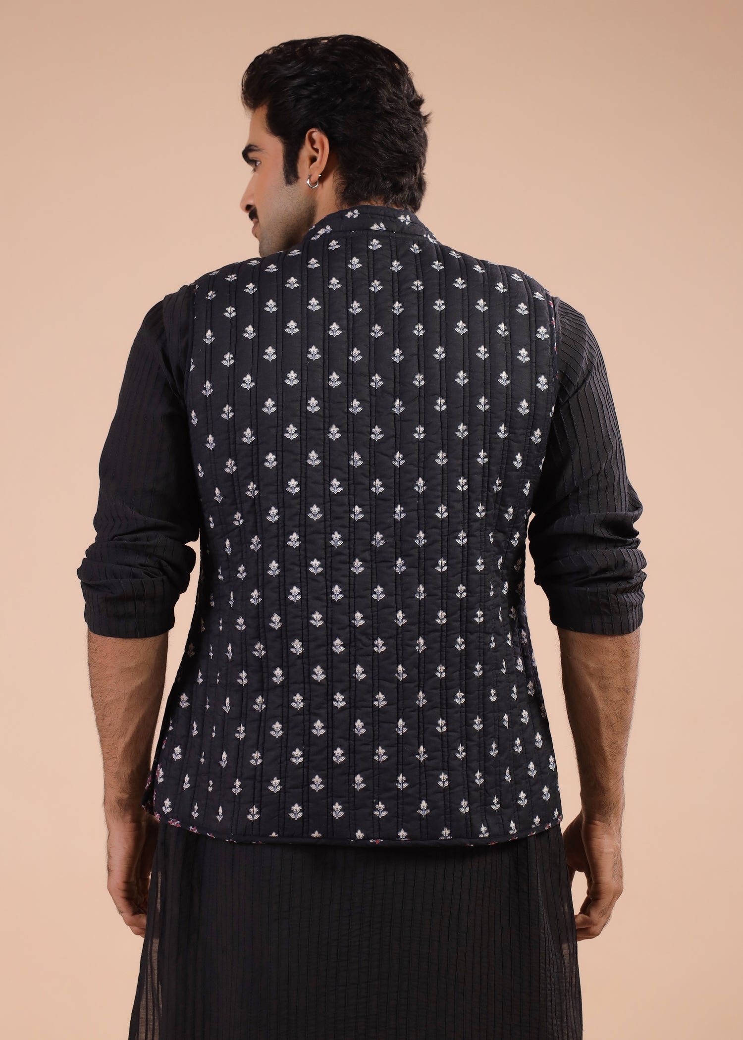 Printed Voile Reversible Jacket – Black