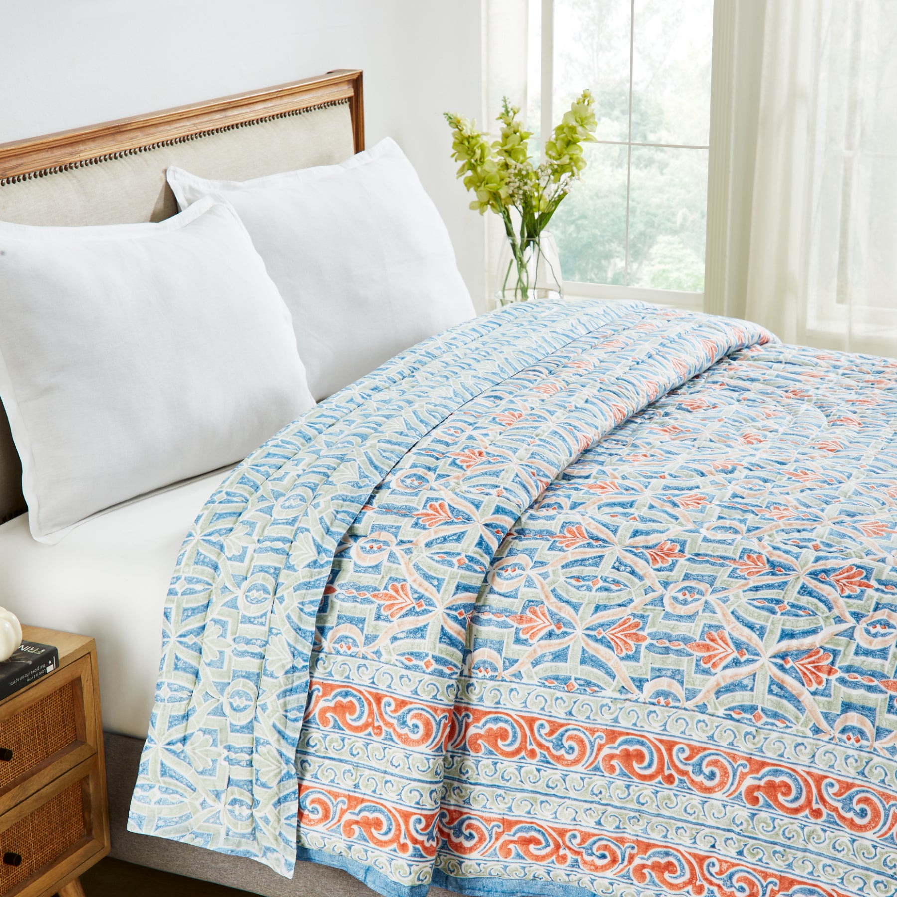 Windy Days Multi Hand Block Print Lightweight Cotton Quilt Ratan Texprocess Pvt. Ltd