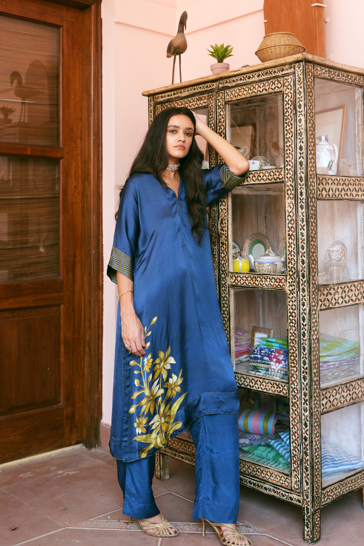 Amara Viscose Kaftan – Midnight Blue