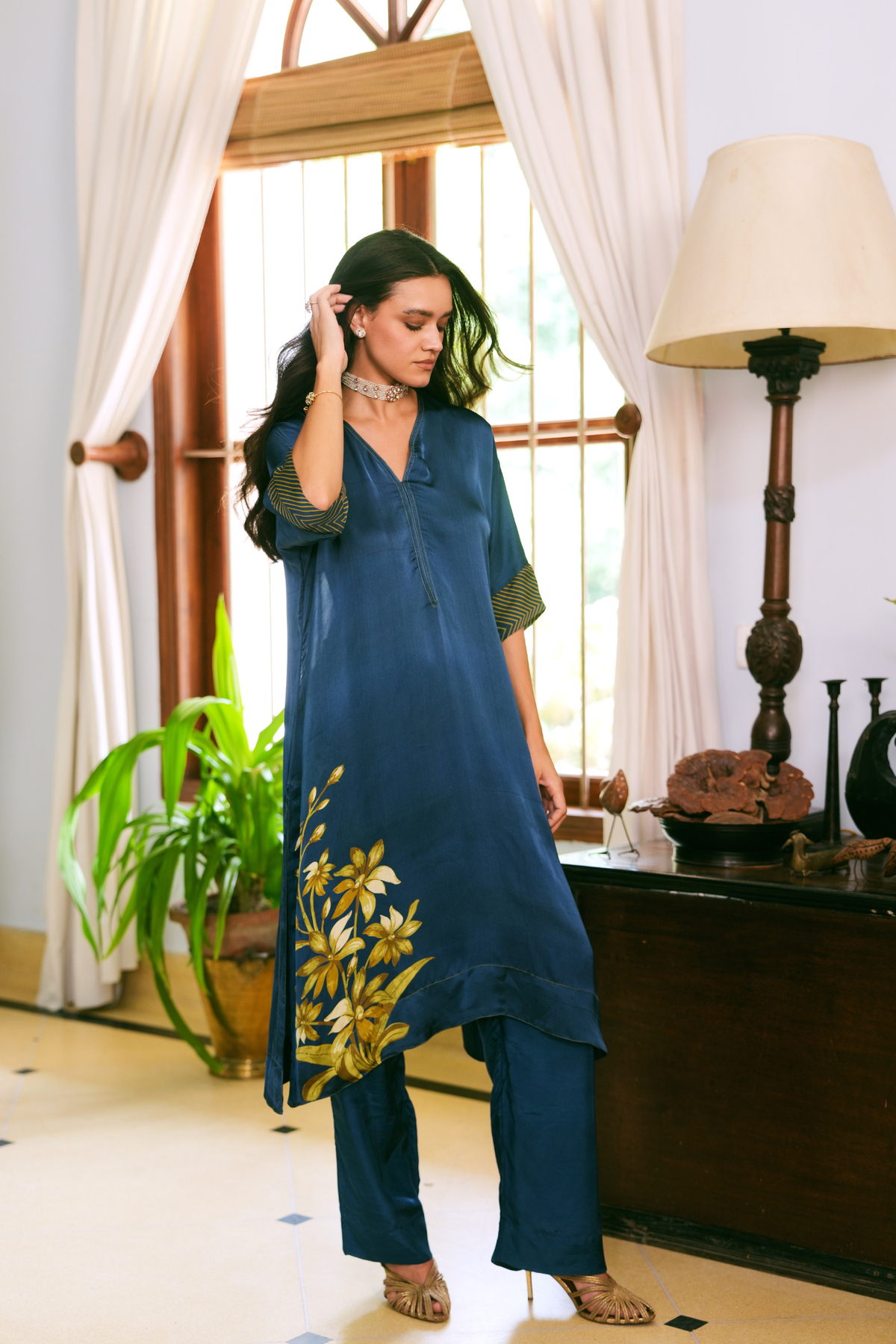 Amara Viscose Kaftan – Midnight Blue