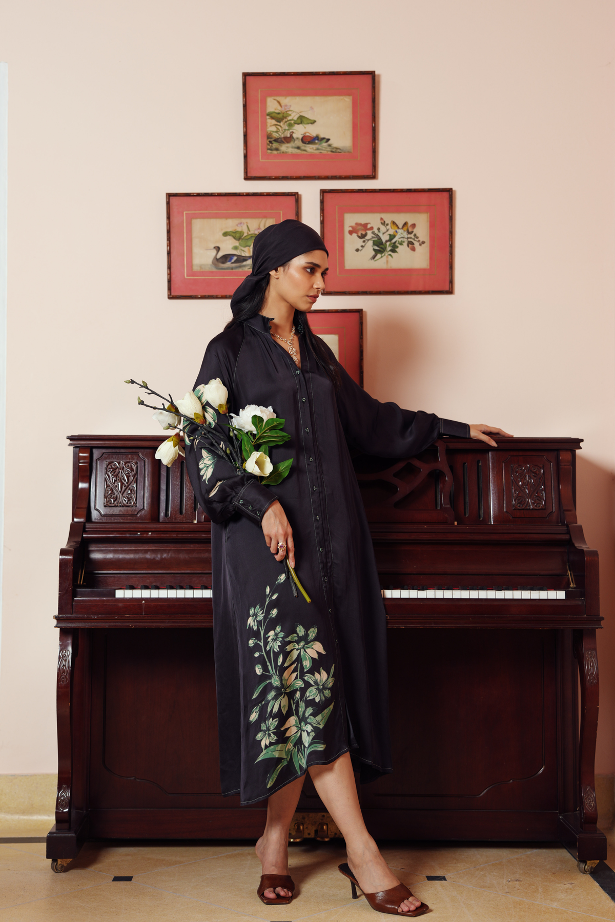 Buttoned Front Maxi Dress – Black