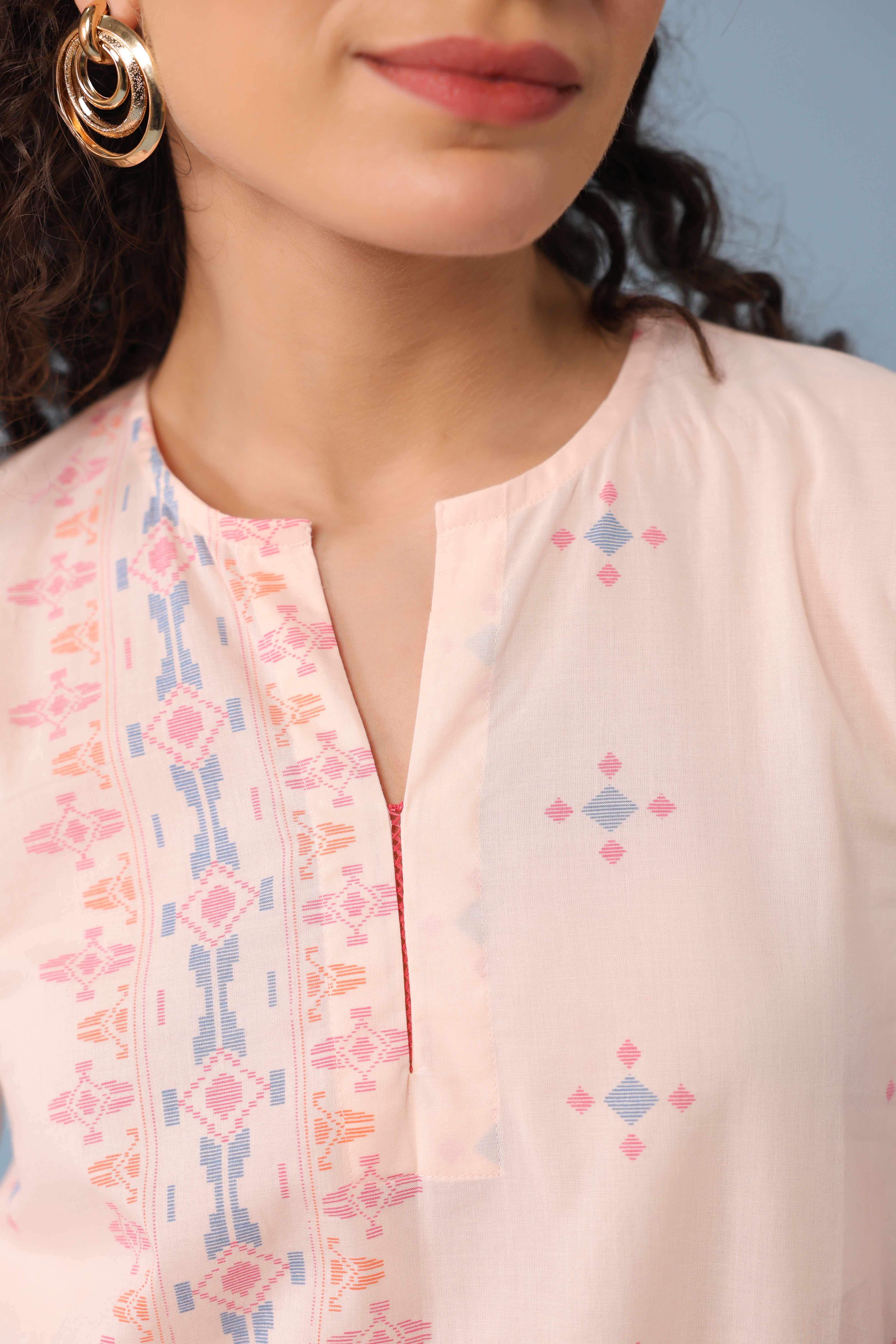 Bell Sleeve Short Kurta–Peach