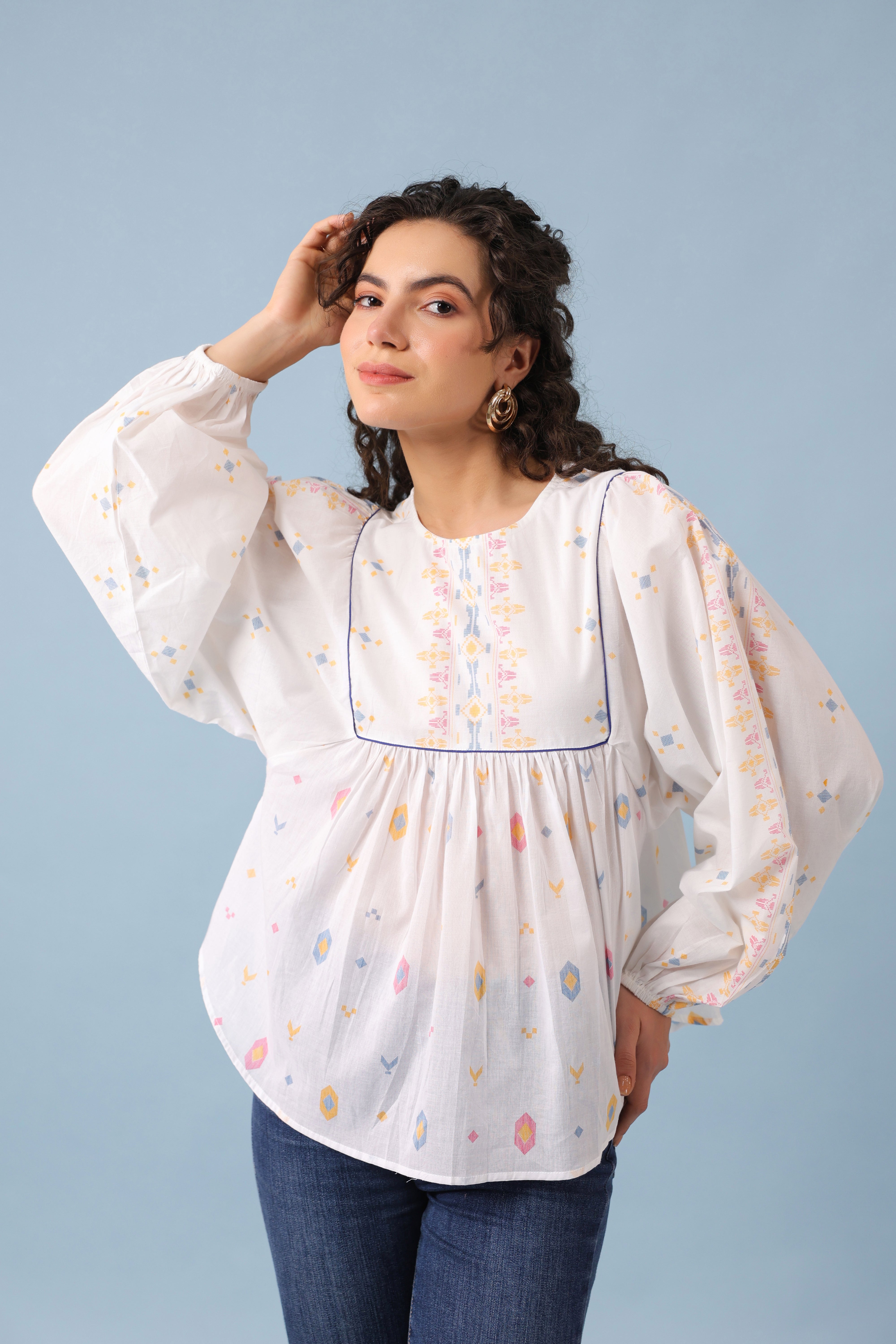 Batwing Cotton Top–White