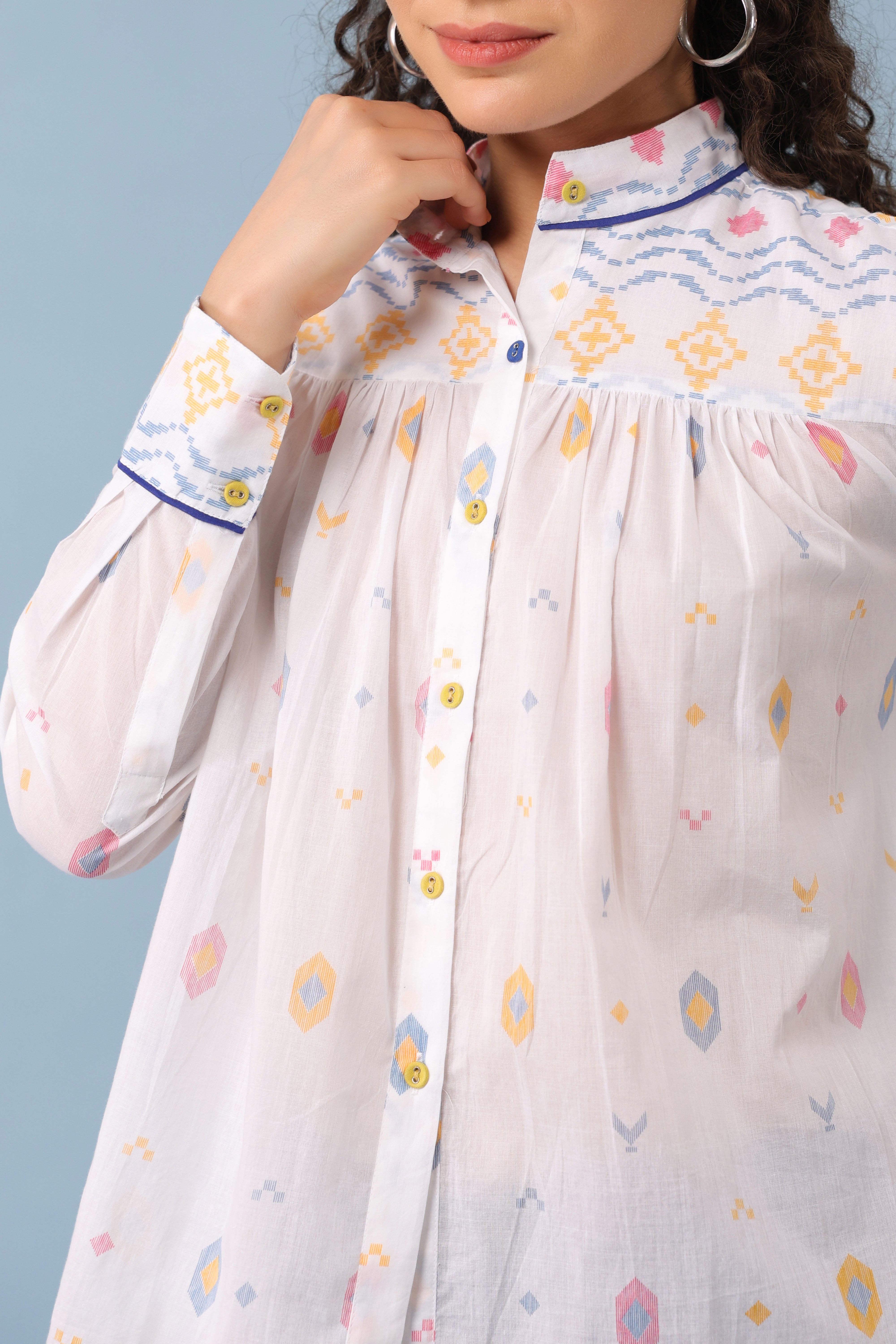 Gathered Shirt -White