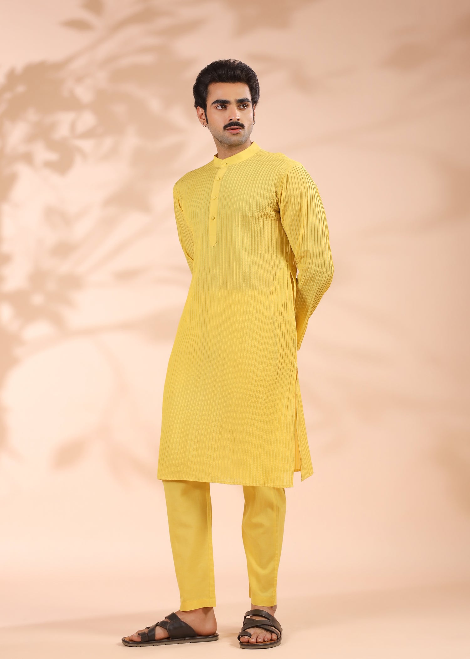 Pintuck Viscose Kurta – Yellow