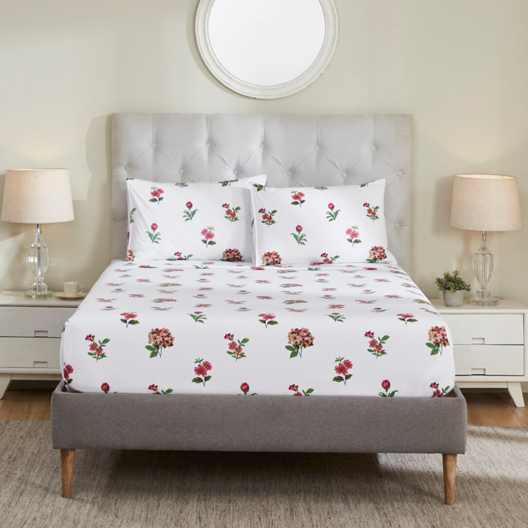 Tarangini Cotton Bedsheet – Pink/Green