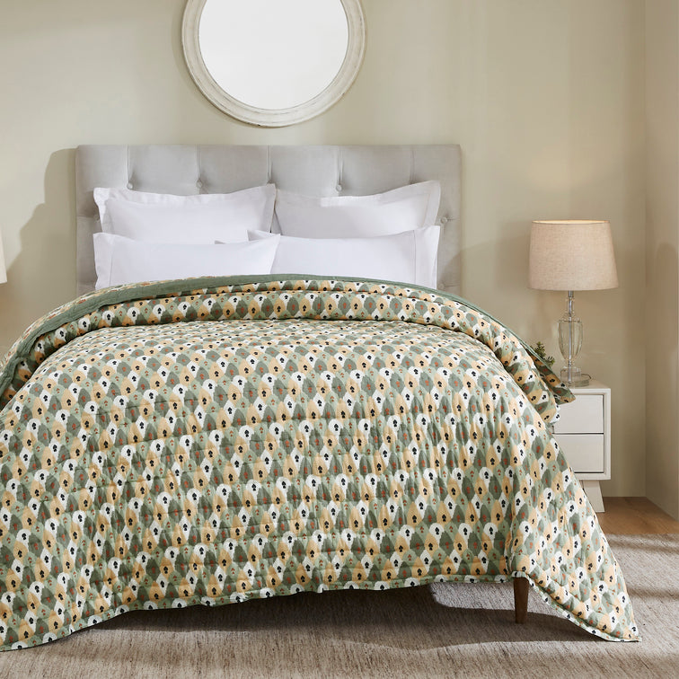 Ikat Extra Cotton Quilt – Brown/Green