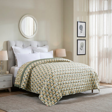 Ikat Extra Cotton Quilt – Brown/Green