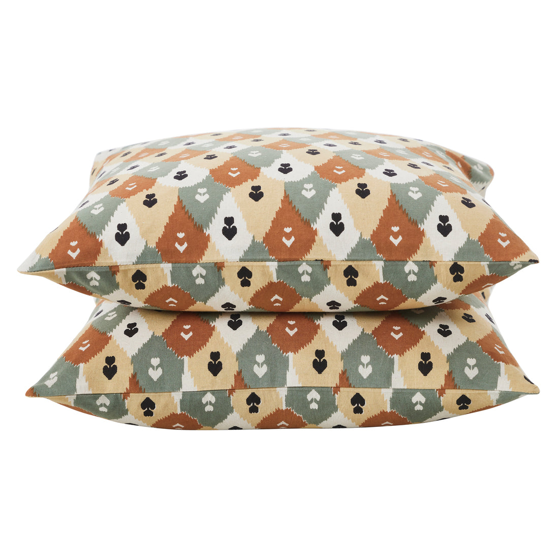 Ikat Cotton Cushion Cover – Brown/Green