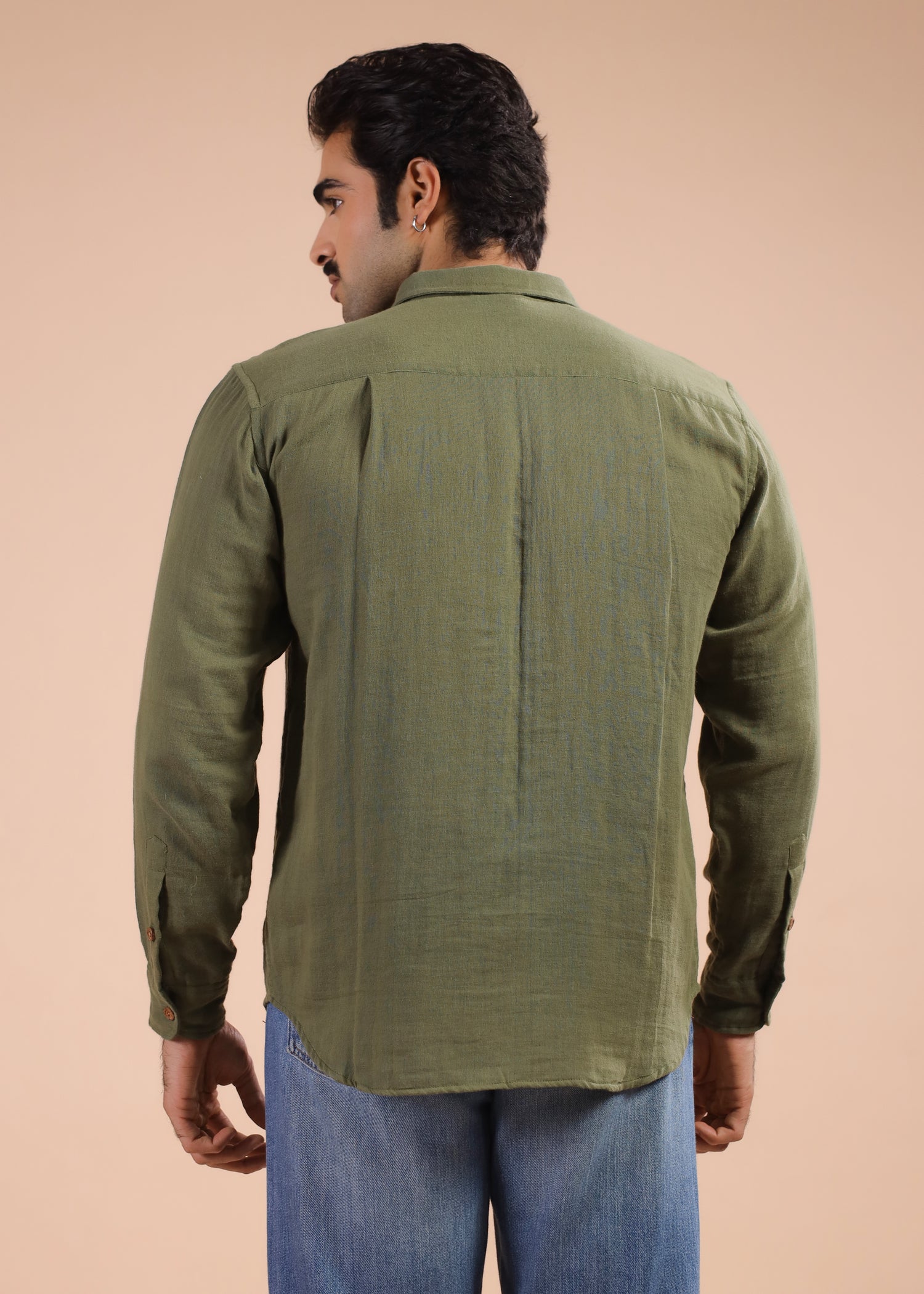 Full Sleeves Collar Shirt-Olive Green