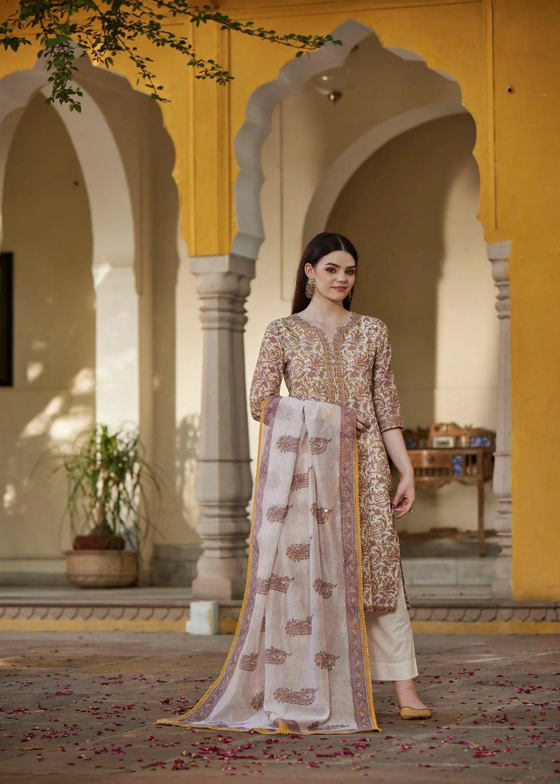 Natural Lilac Chanderi Dupatta | Graceful Ethnic Accessory | Ratan Jai…
