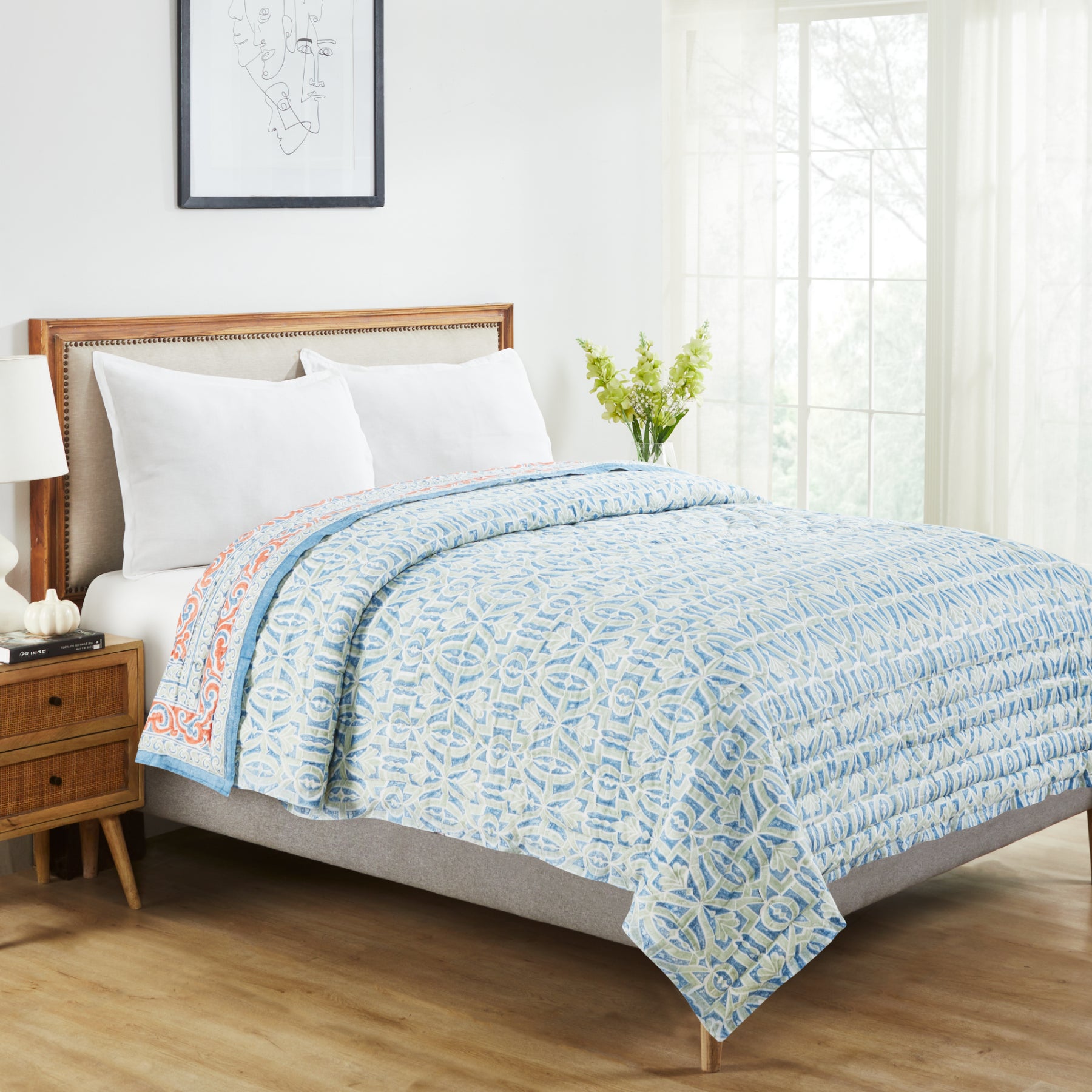 Windy Days Multi Hand Block Printed Cotton Quilt Ratan Texprocess Pvt. Ltd