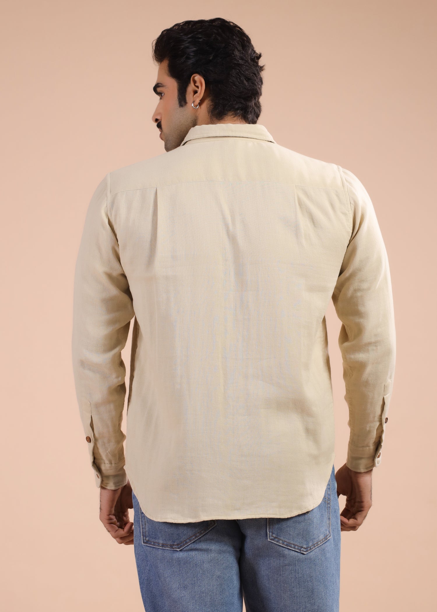 Full Sleeves Collar Shirt-Beige