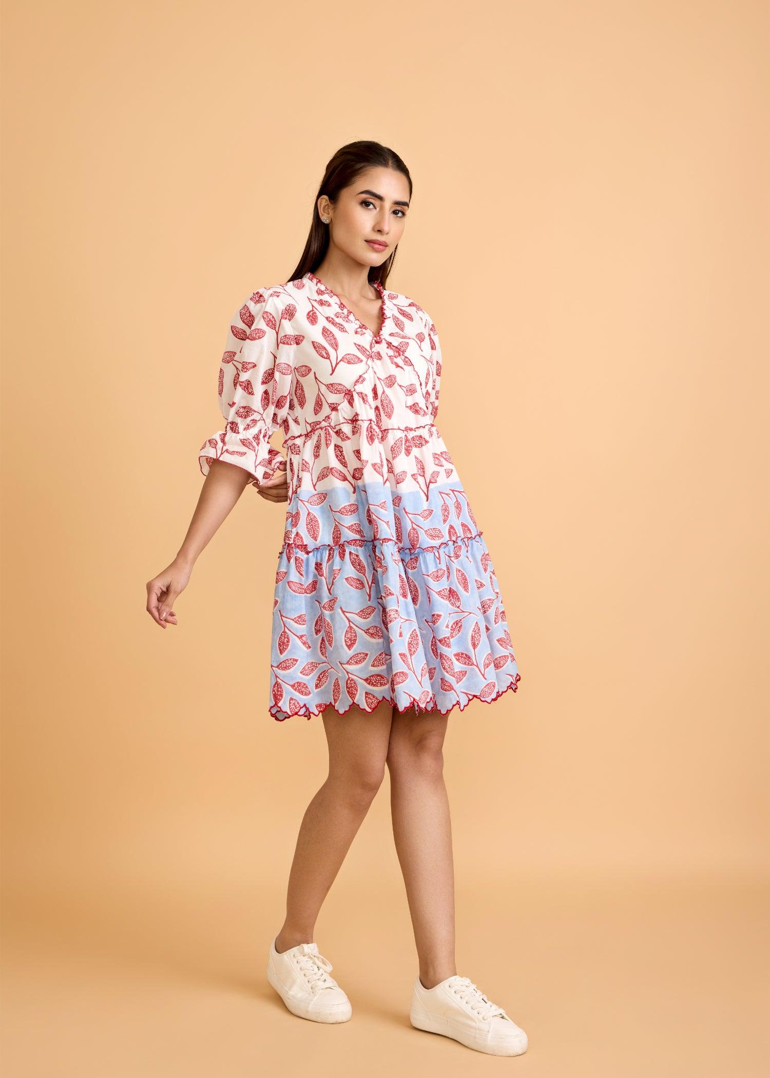 Tier Dress with Puff Sleeve