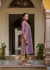 Shop Purple Chanderi Regular Kurta Online | Ratan Jaipur