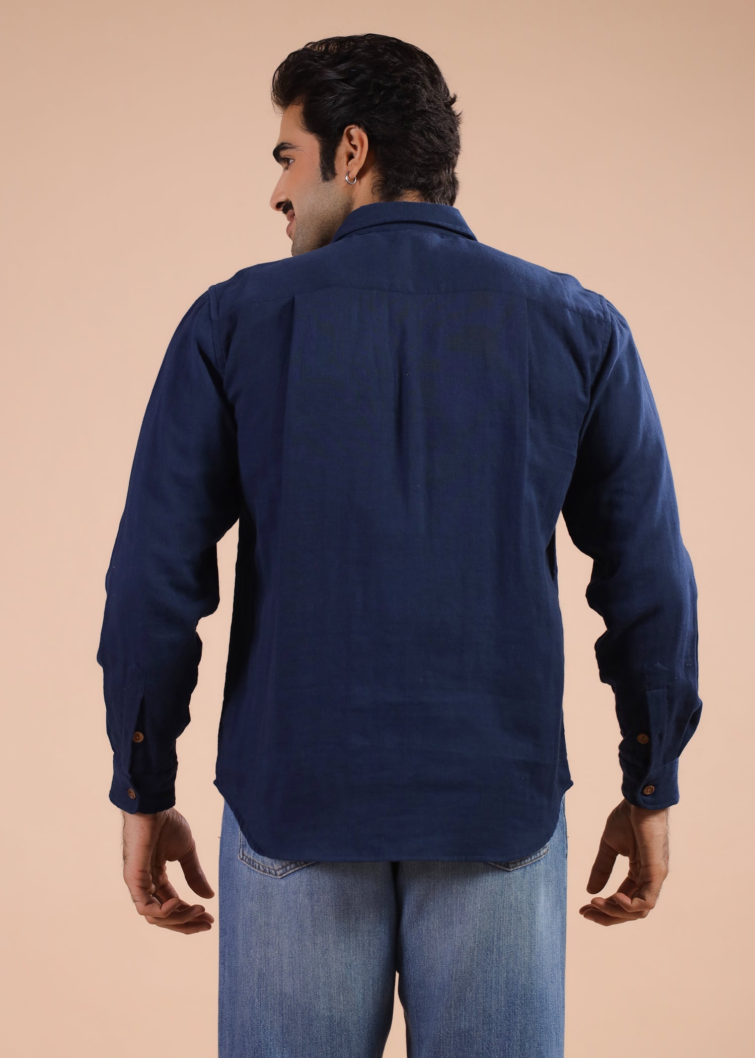 Full Sleeves Collar Shirt-Navy Blue