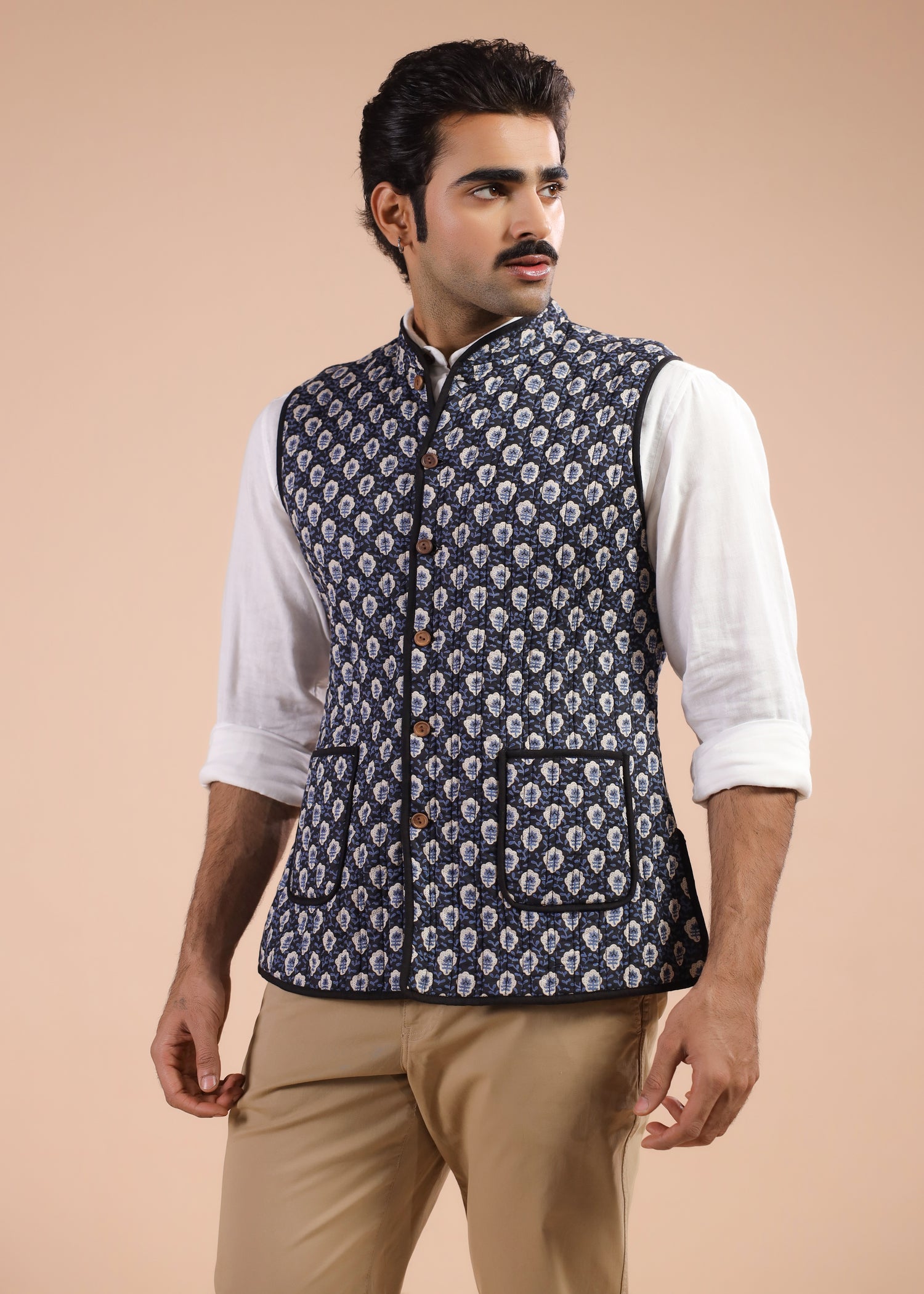 Printed Voile Reversible Jacket – Black