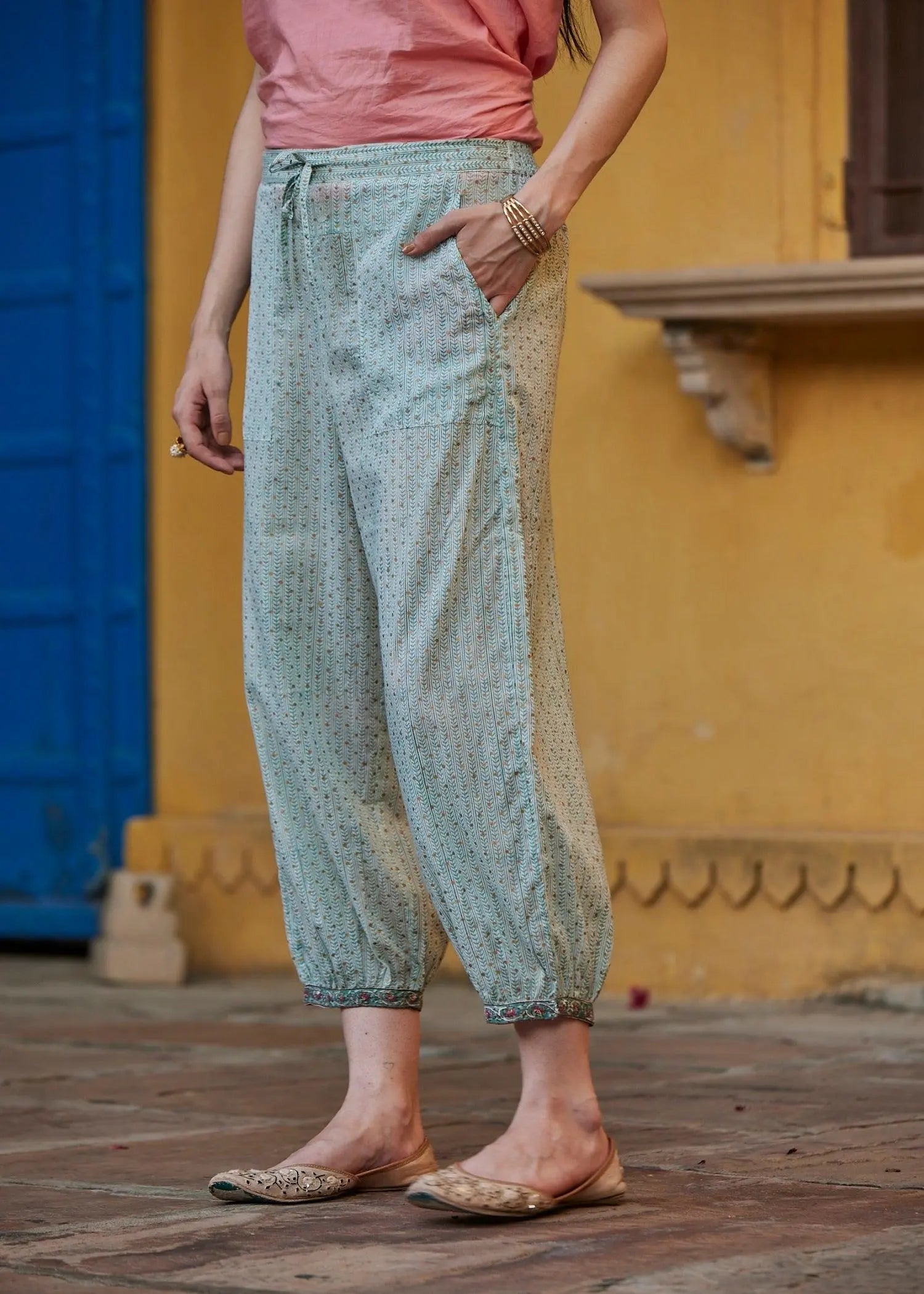 Turquoise Voile Regular Jasmine Pants | Stylish and Comfortable | Rata…