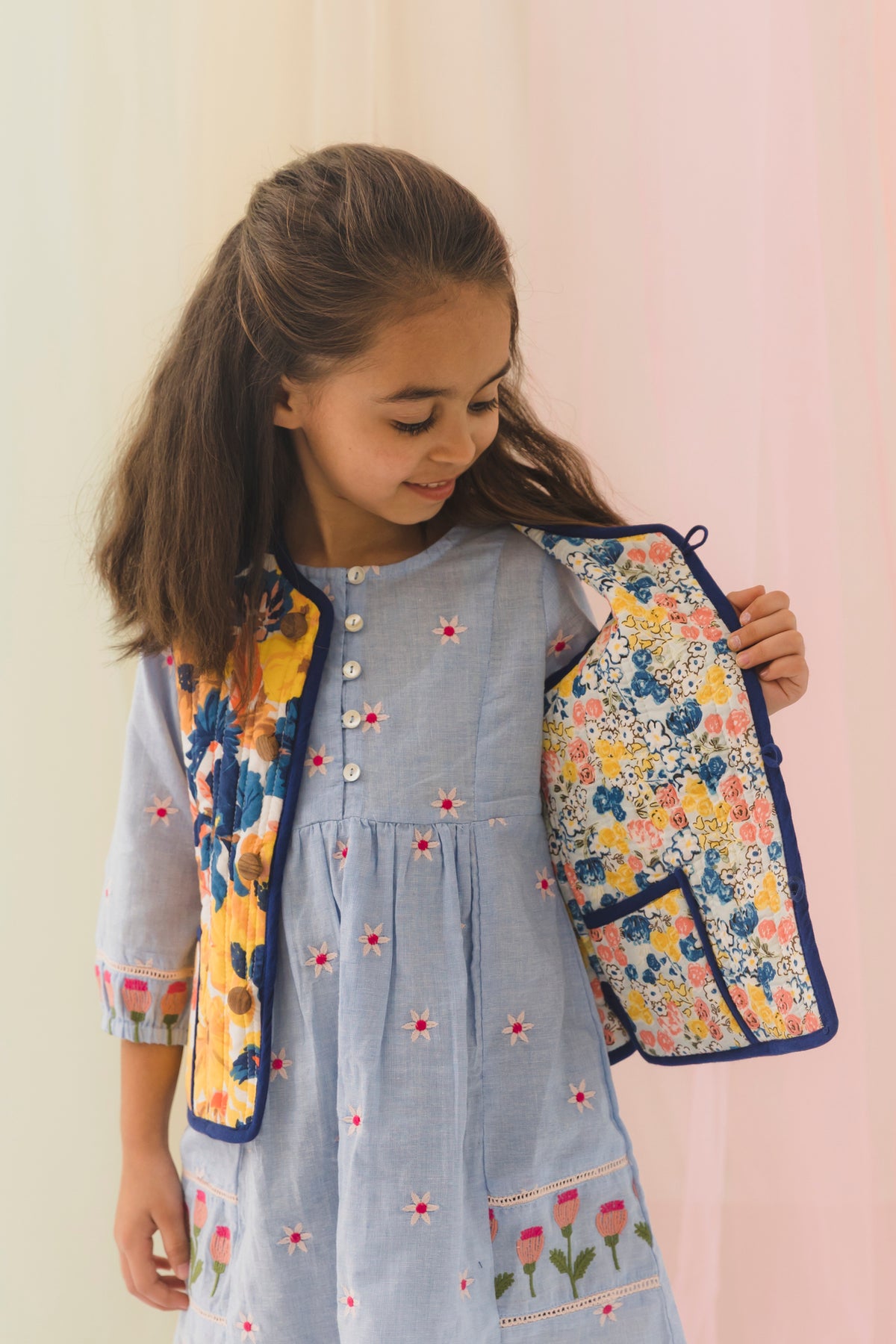 Vanya Cotton Reversible Bundi Jacket Unisex – Multi (6M–9 Years)