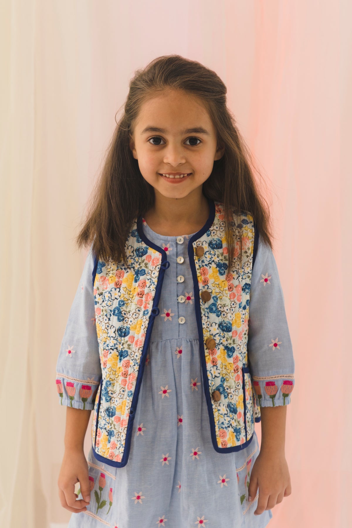 Vanya Cotton Reversible Bundi Jacket Unisex – Multi (6M–9 Years)