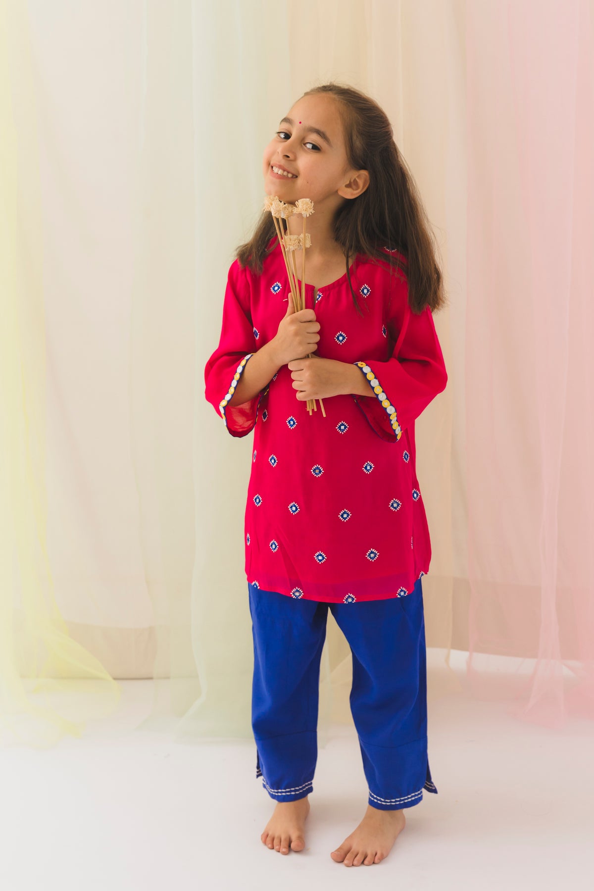 Rani Kurta Pant Set – Pink & Blue (2 Years to 12 Years)
