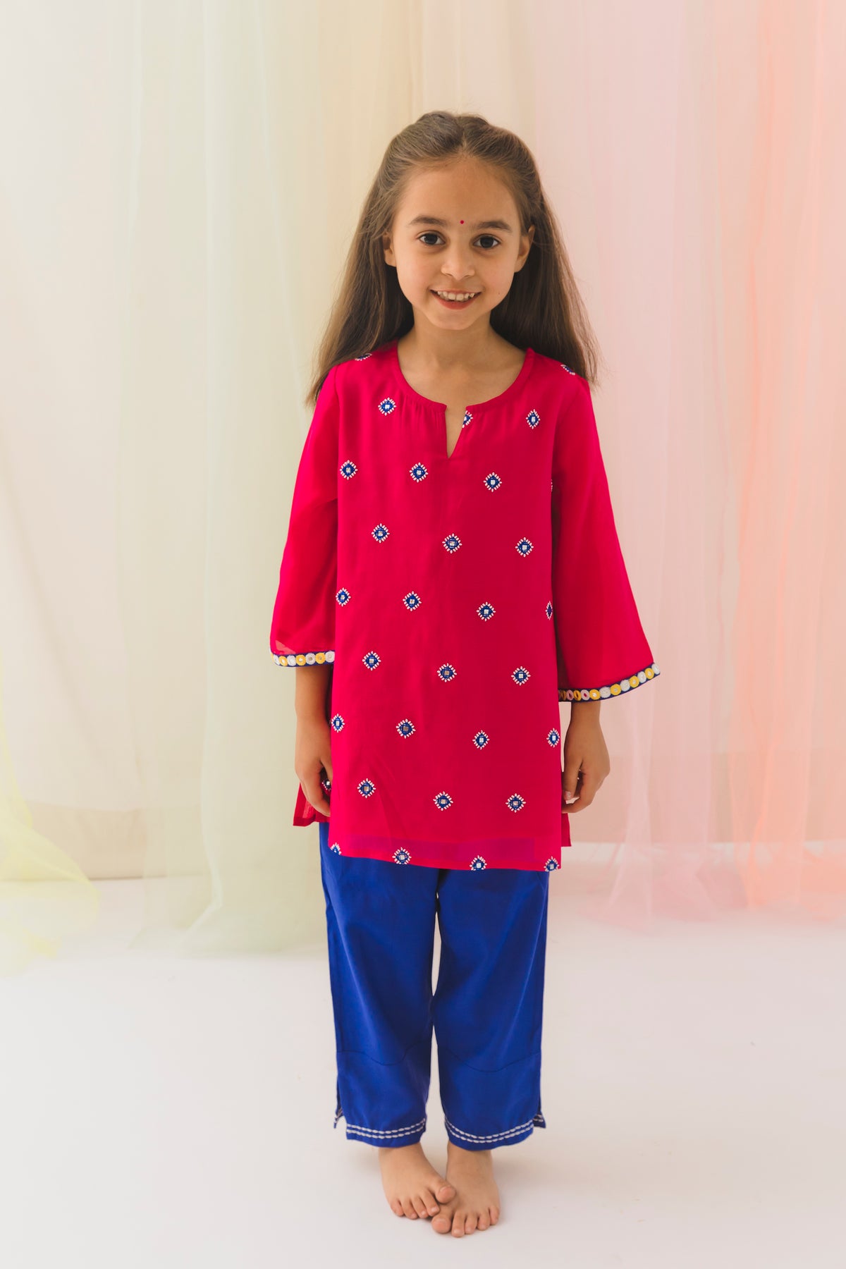 Rani Kurta Pant Set – Pink & Blue (2 Years to 12 Years)