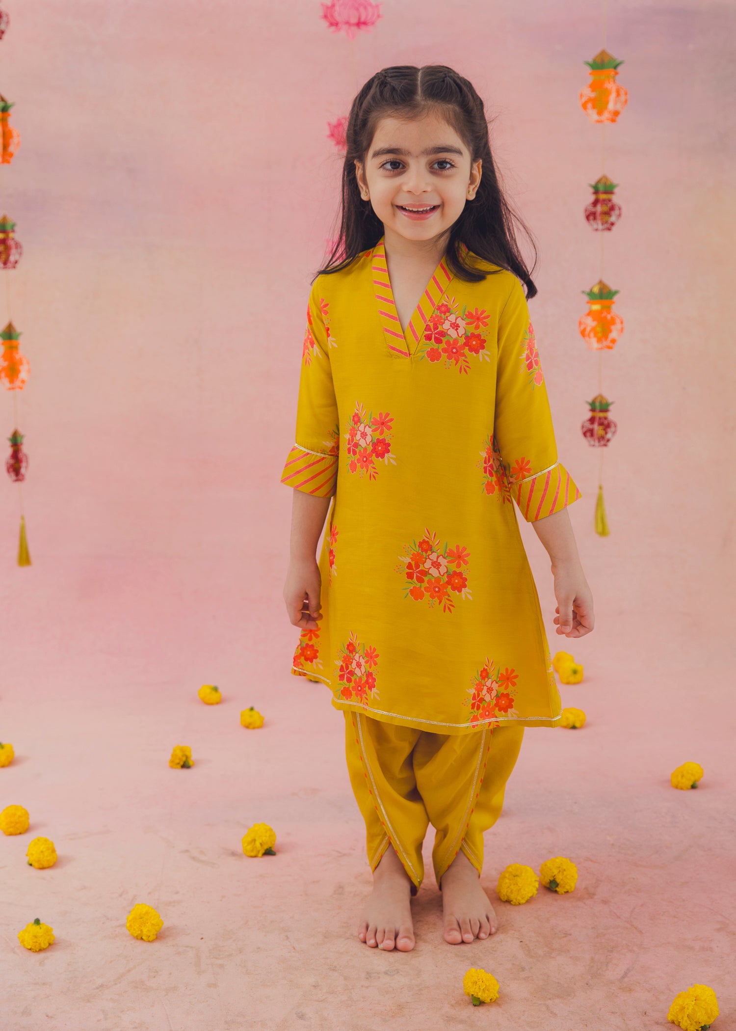Arya Kurta Dhoti Set – Mustard (2-12Yrs)