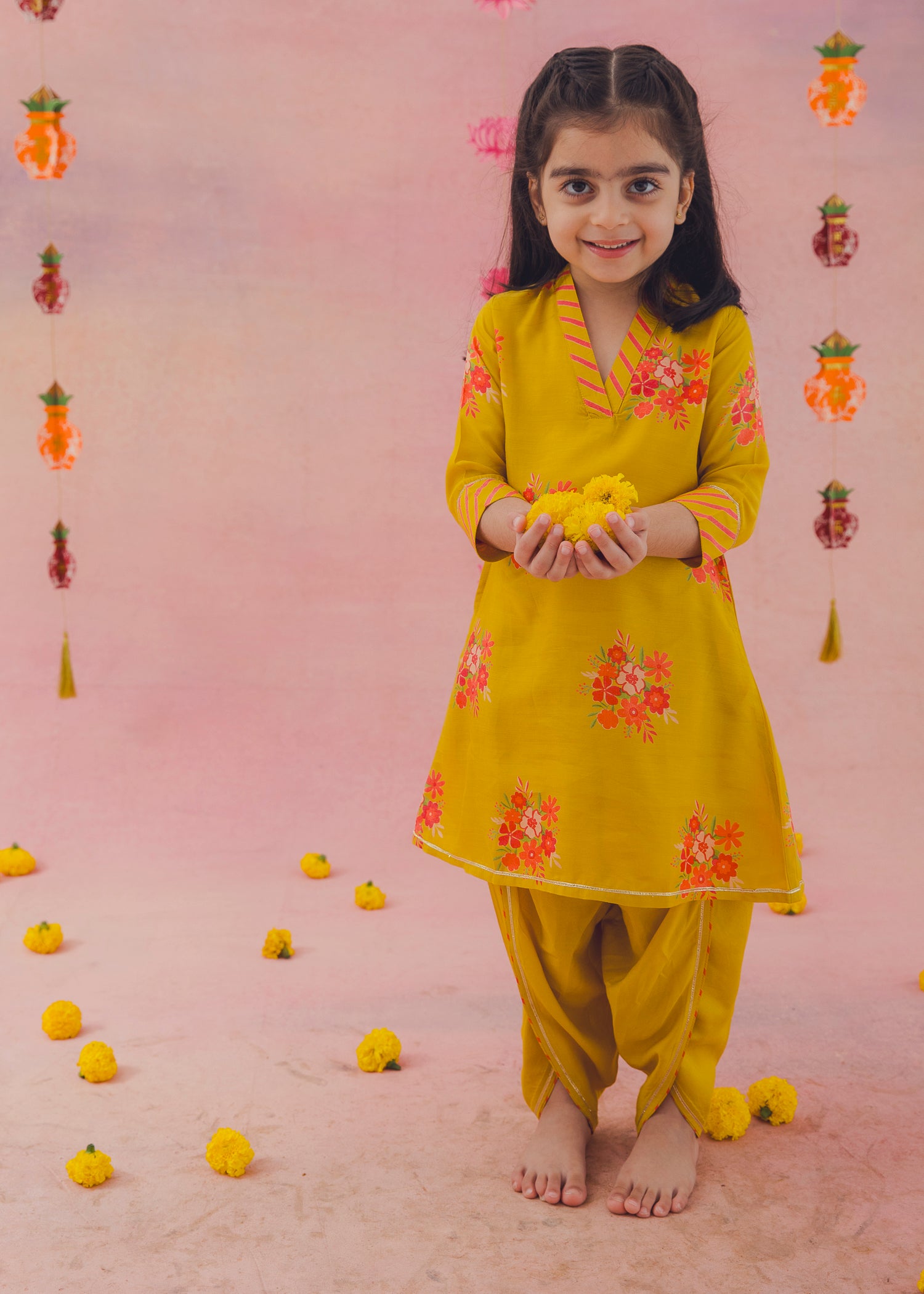 Arya Kurta Dhoti Set – Mustard (2-12Yrs)