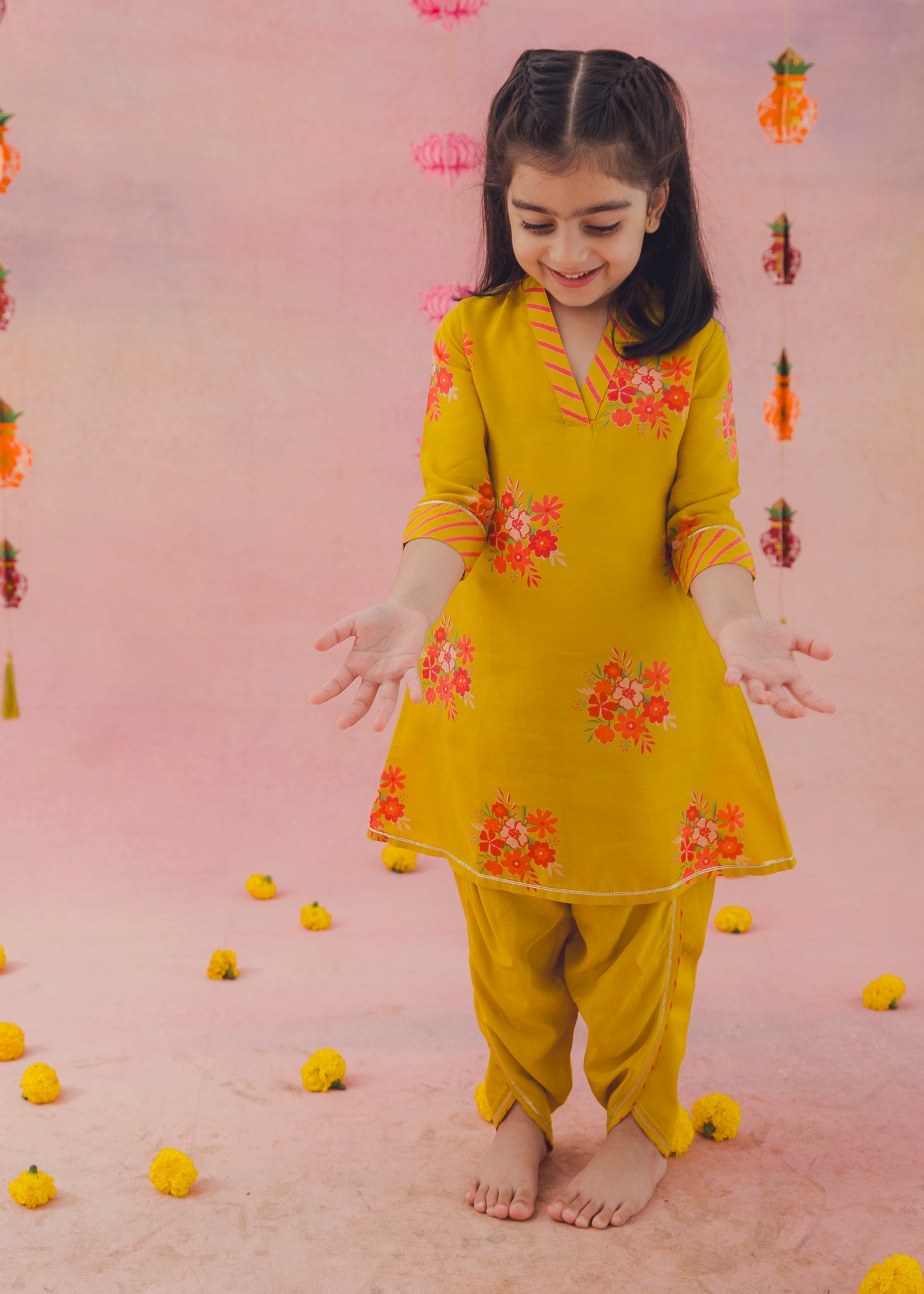 Arya Kurta Dhoti Set – Mustard (2-12Yrs)