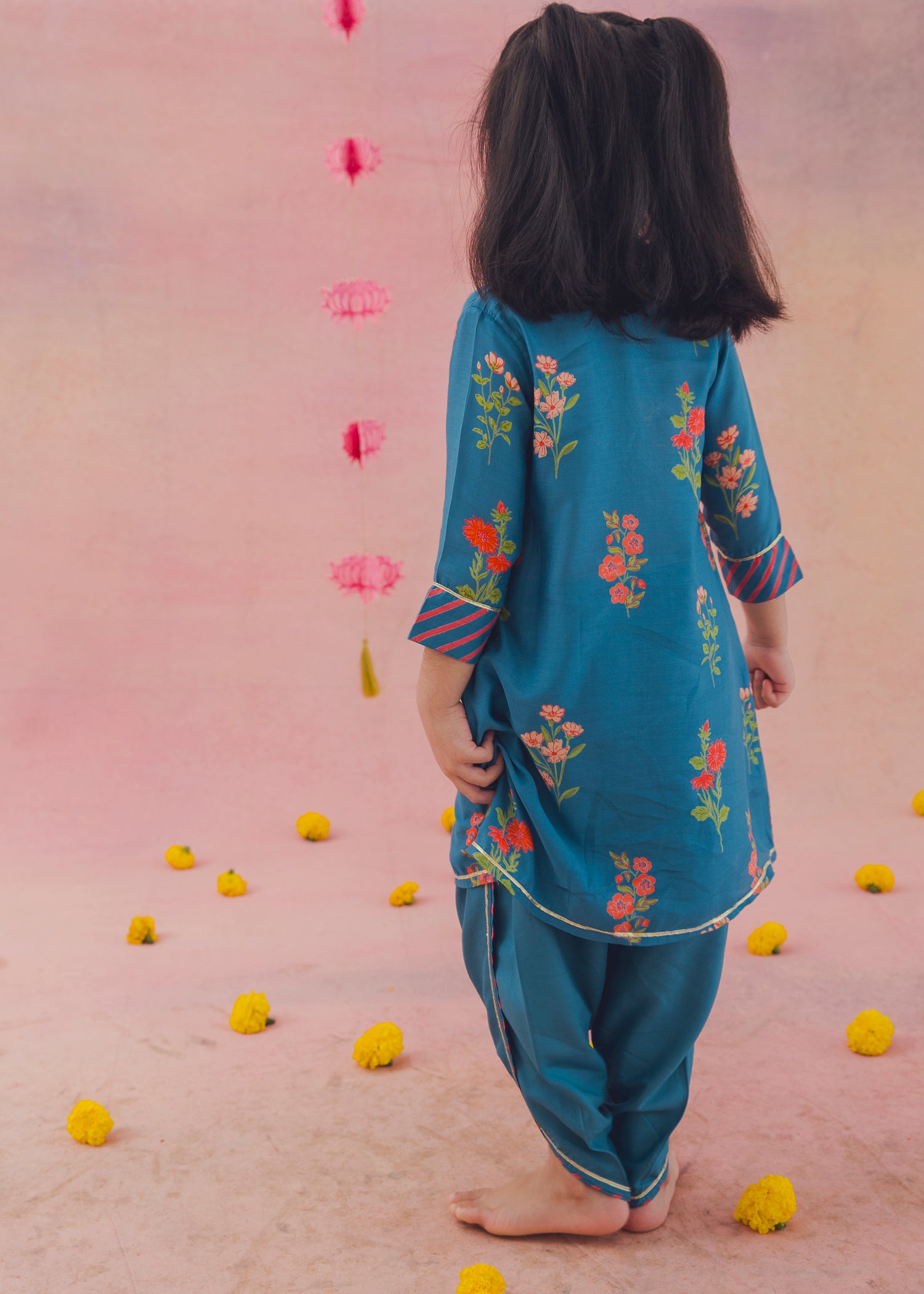 Arya Kurta Dhoti Set – Teal (2-12Yrs)