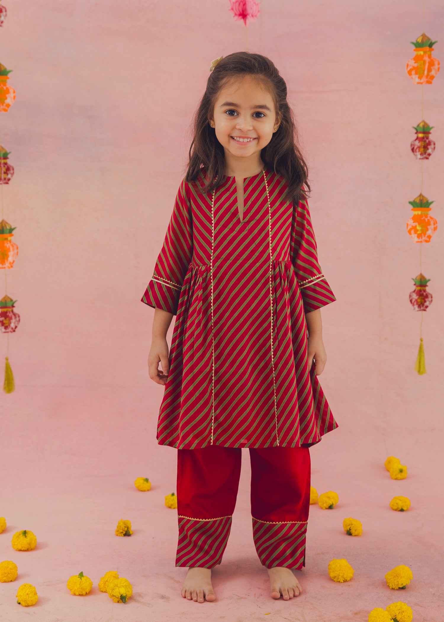 Gauri Kurta Kaya Pant Set – Maroon (2-12Yrs)
