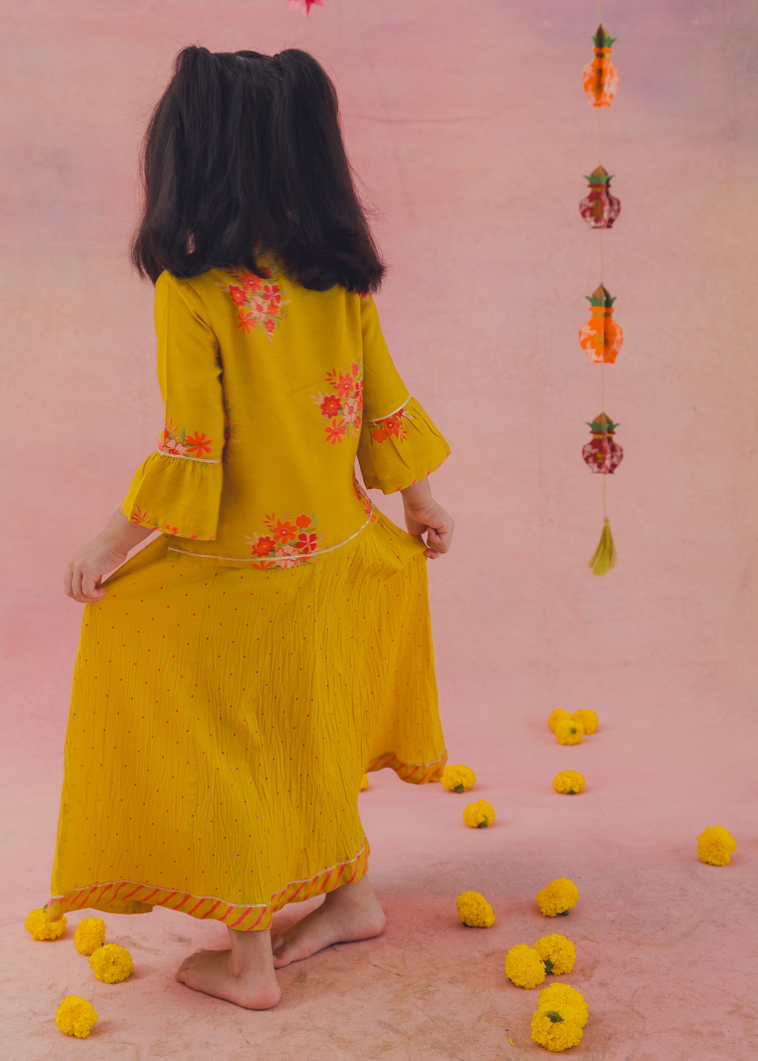 Hazel Top Ahana Skirt Skirt Set – Mustard (2-12Yrs)