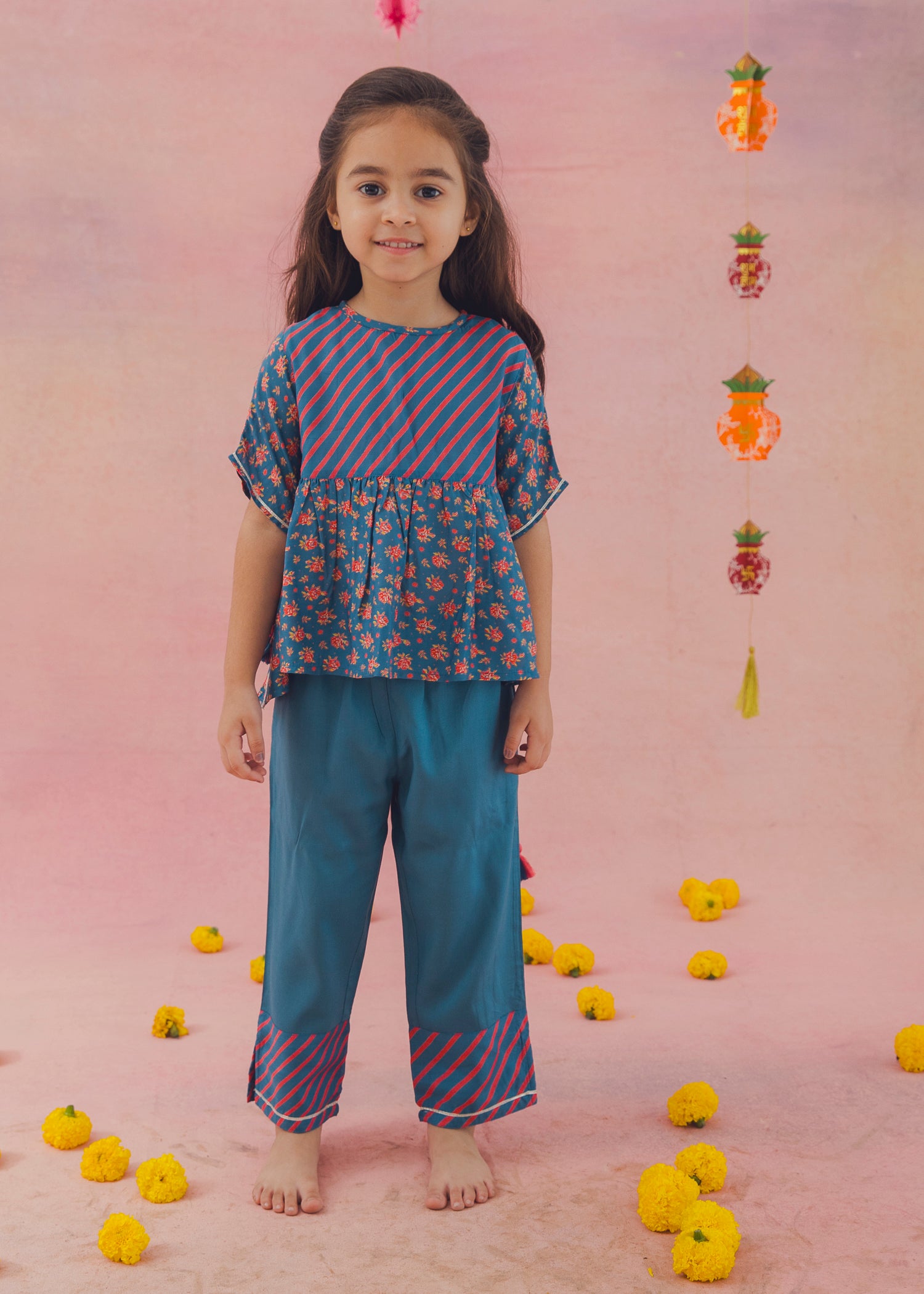 Ami Kaftan Kaya Pant Set – Teal (2-12Yrs)