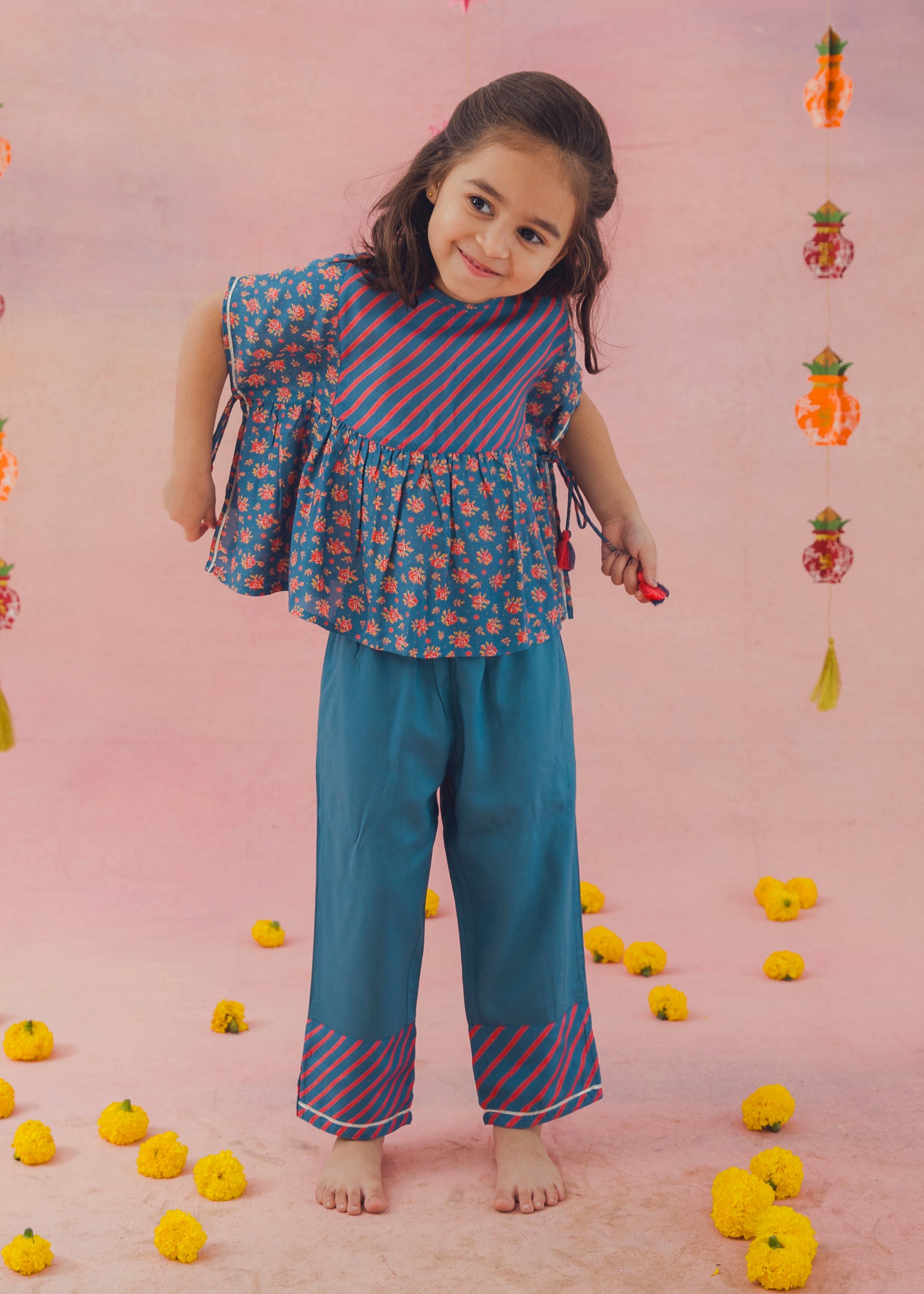 Ami Kaftan Kaya Pant Set – Teal (2-12Yrs)